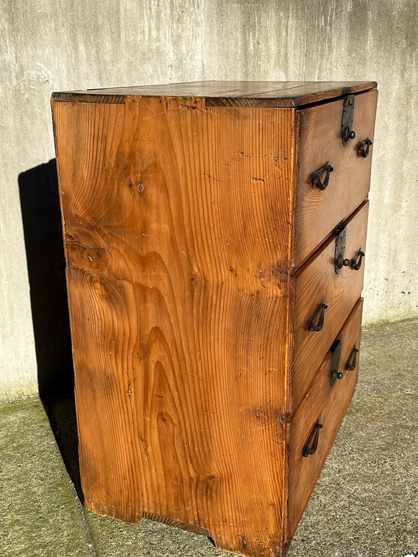 Antique Japanese Meiji Period Sugi Ishō-dansu Tansu Chest Storage Cabinet 28"H