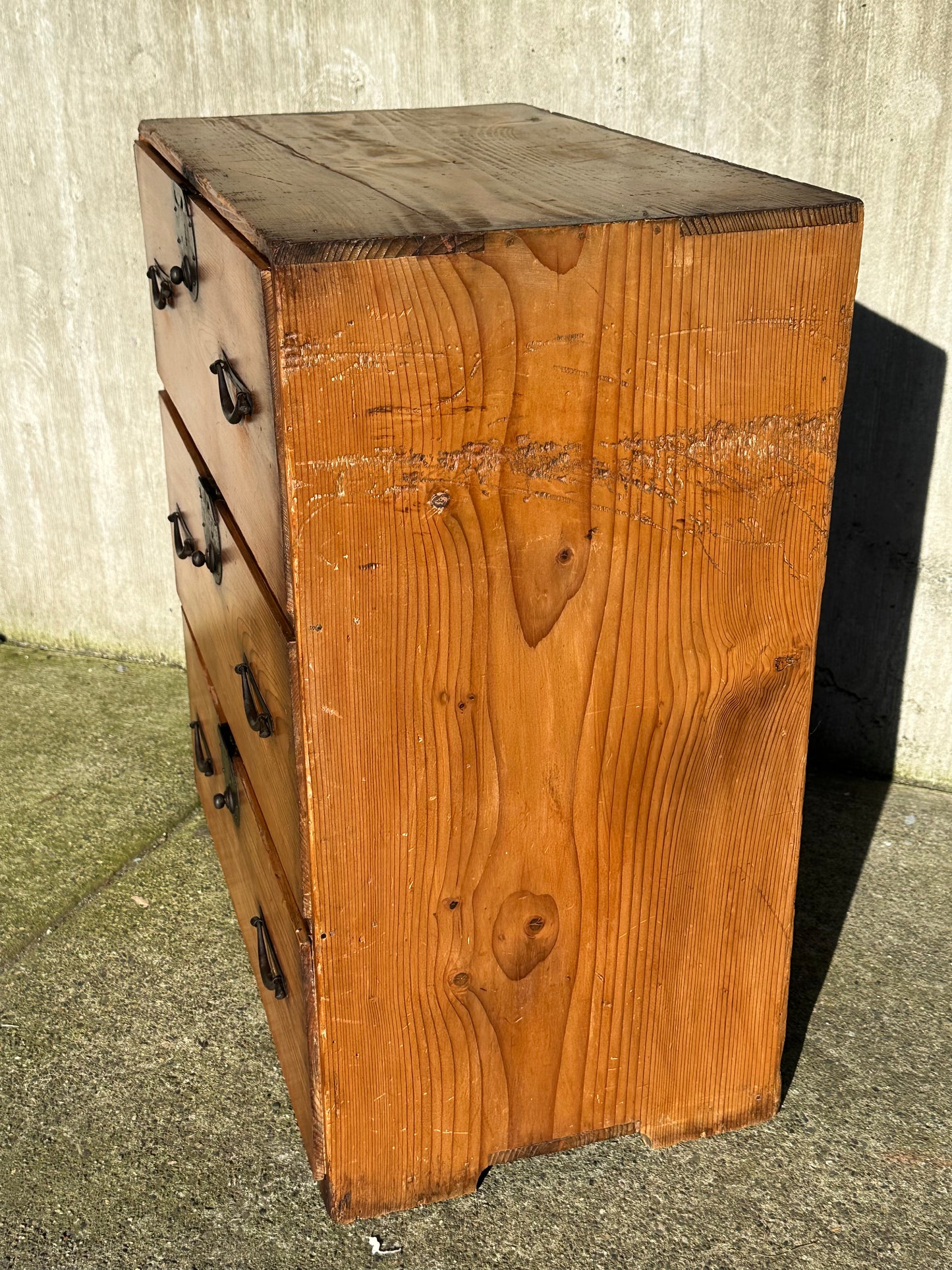 Antique Japanese Meiji Period Sugi Ishō-dansu Tansu Chest Storage Cabinet 28"H