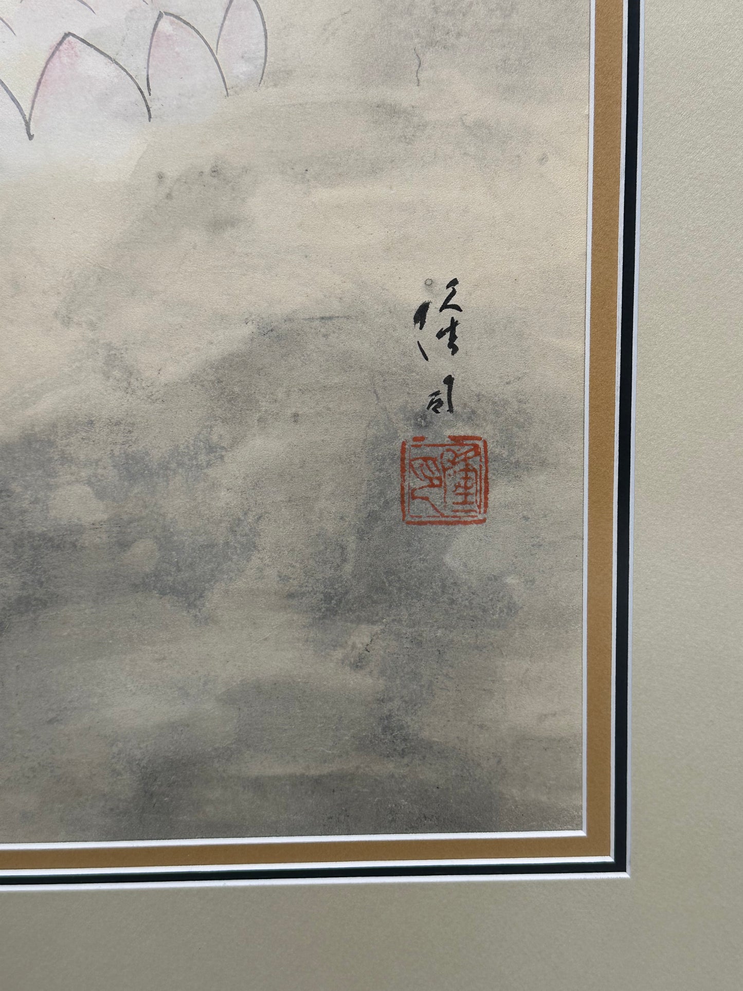 Antique Japanese Hand-Painted Hanging Scroll of Quan Yin (Kannon) 61"H