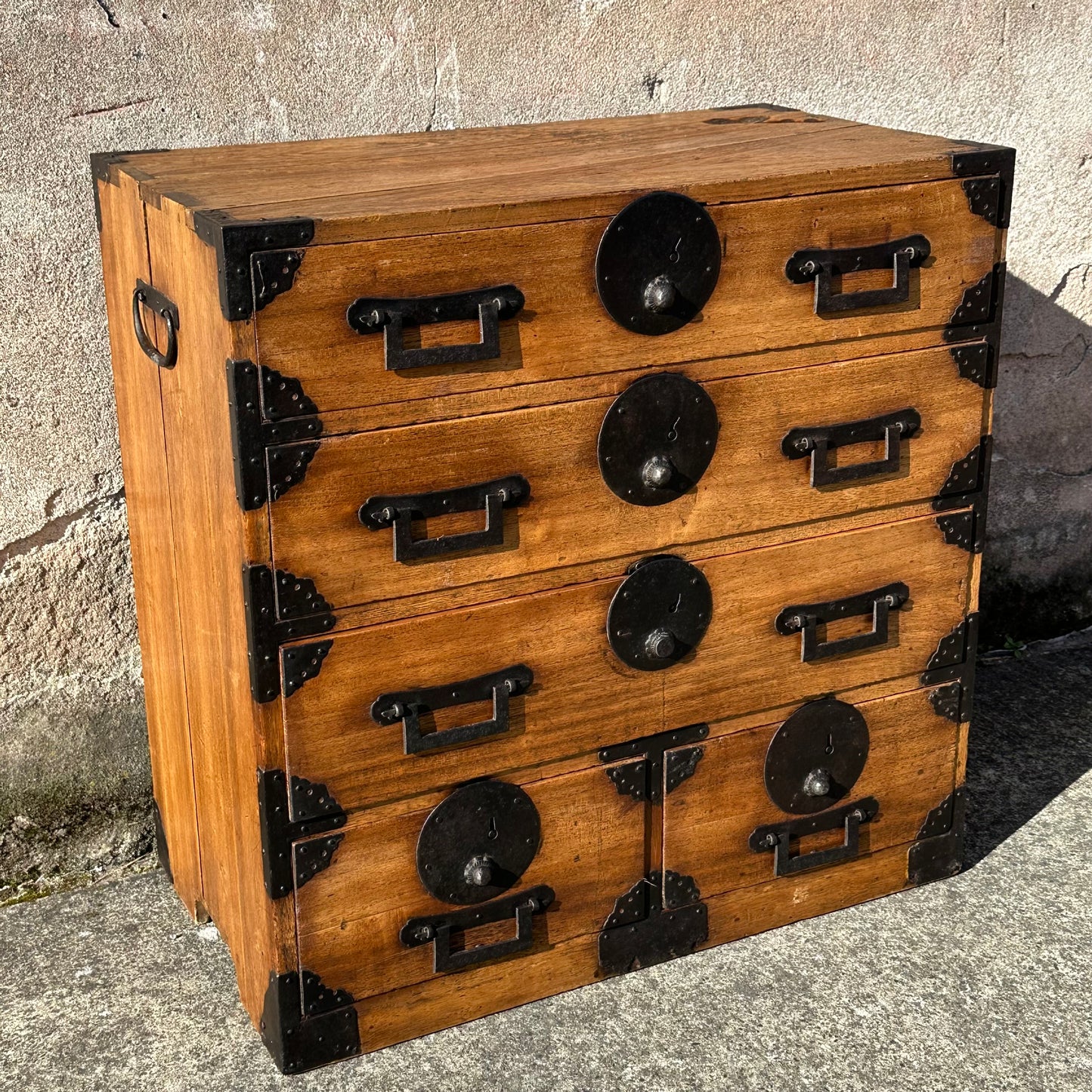 Antique Japanese Meiji Era Kodansu 5 Drawer Kiri Wood Tansu 23"H