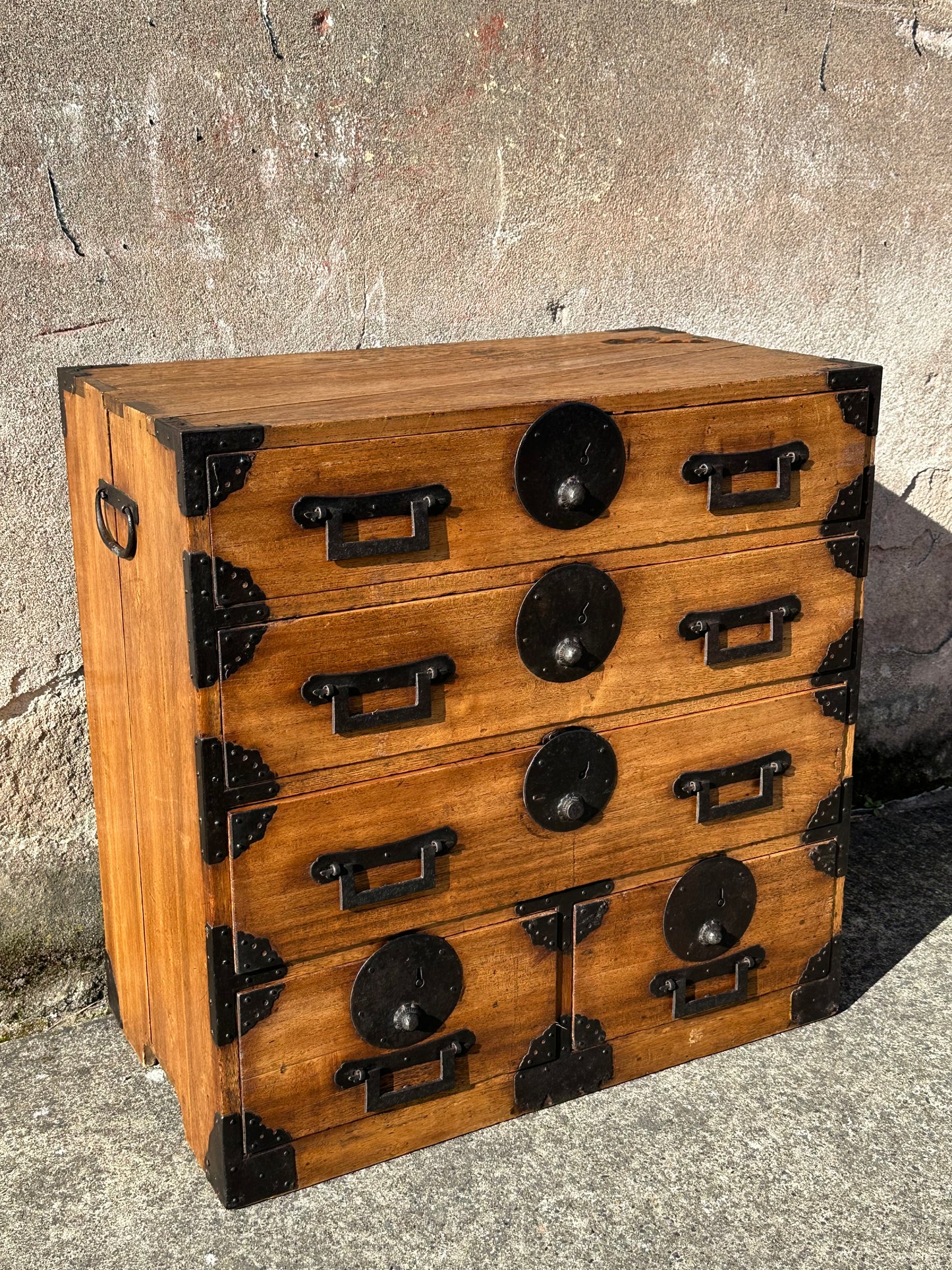 Antique Japanese Meiji Era Kodansu 5 Drawer Kiri Wood Tansu 23"H