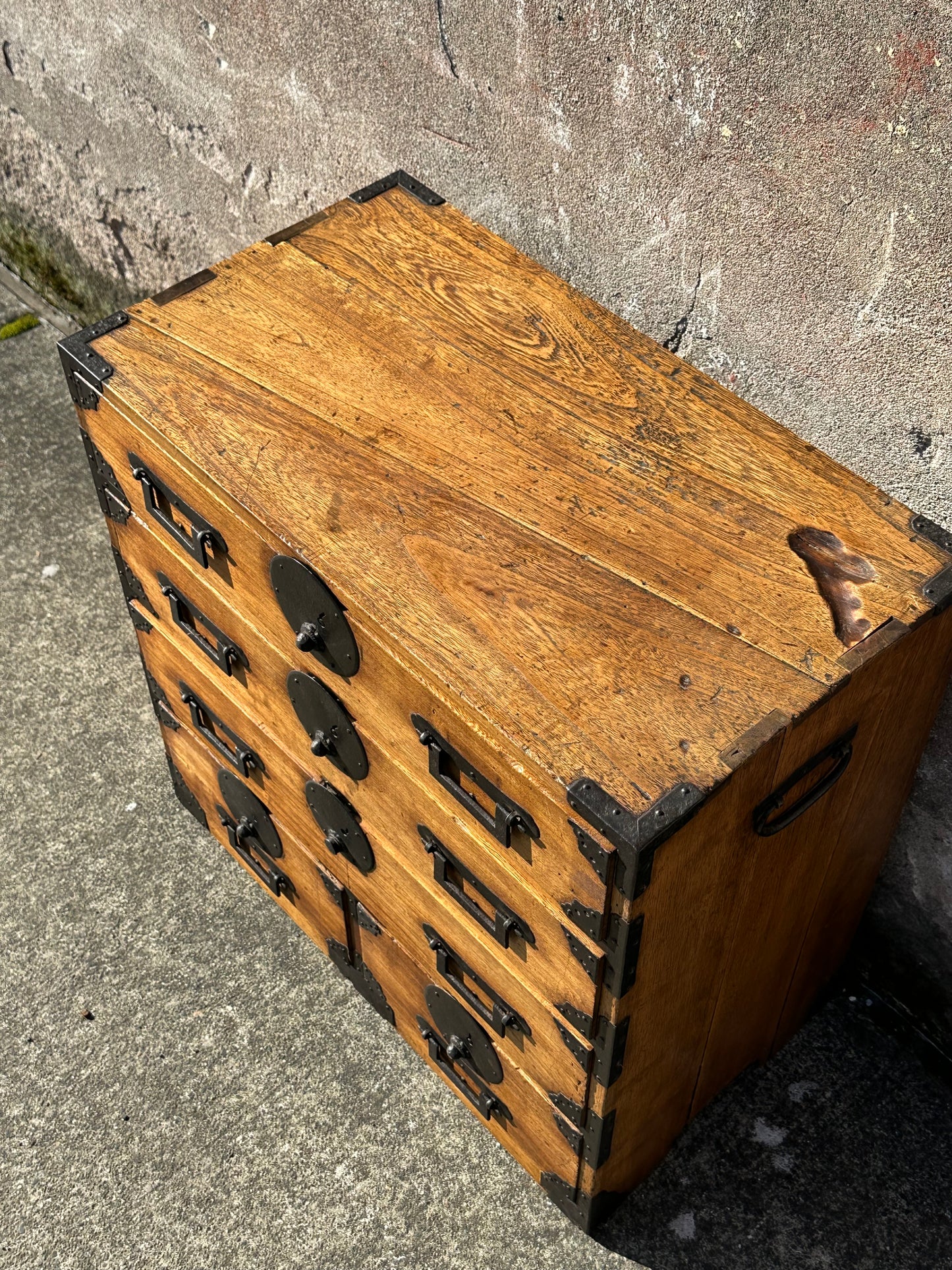 Antique Japanese Meiji Era Kodansu 5 Drawer Kiri Wood Tansu 23"H