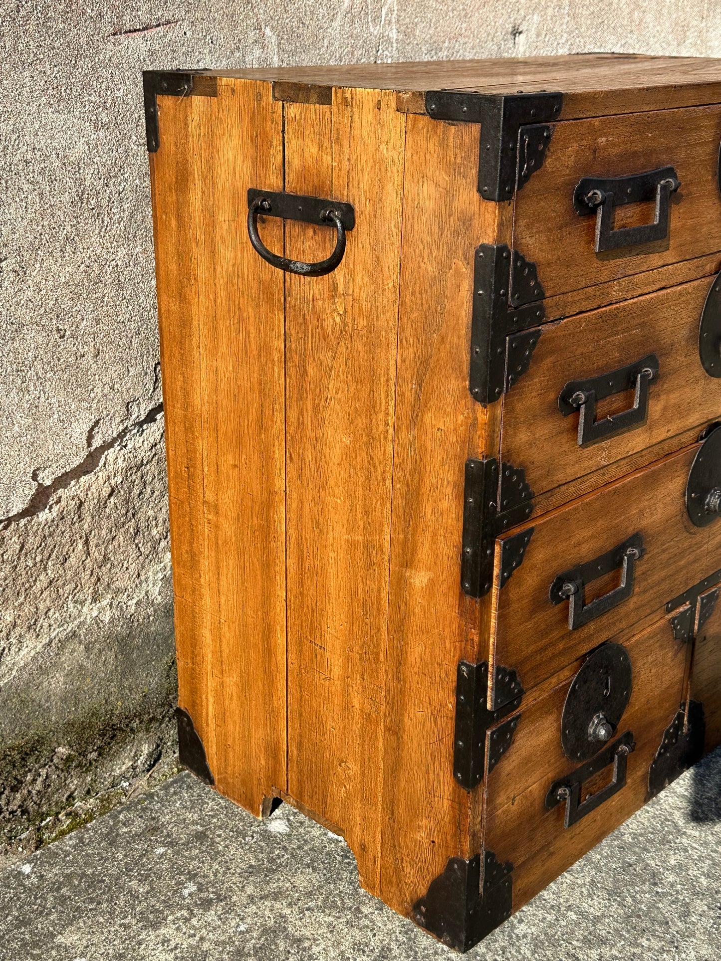Antique Japanese Meiji Era Kodansu 5 Drawer Kiri Wood Tansu 23"H