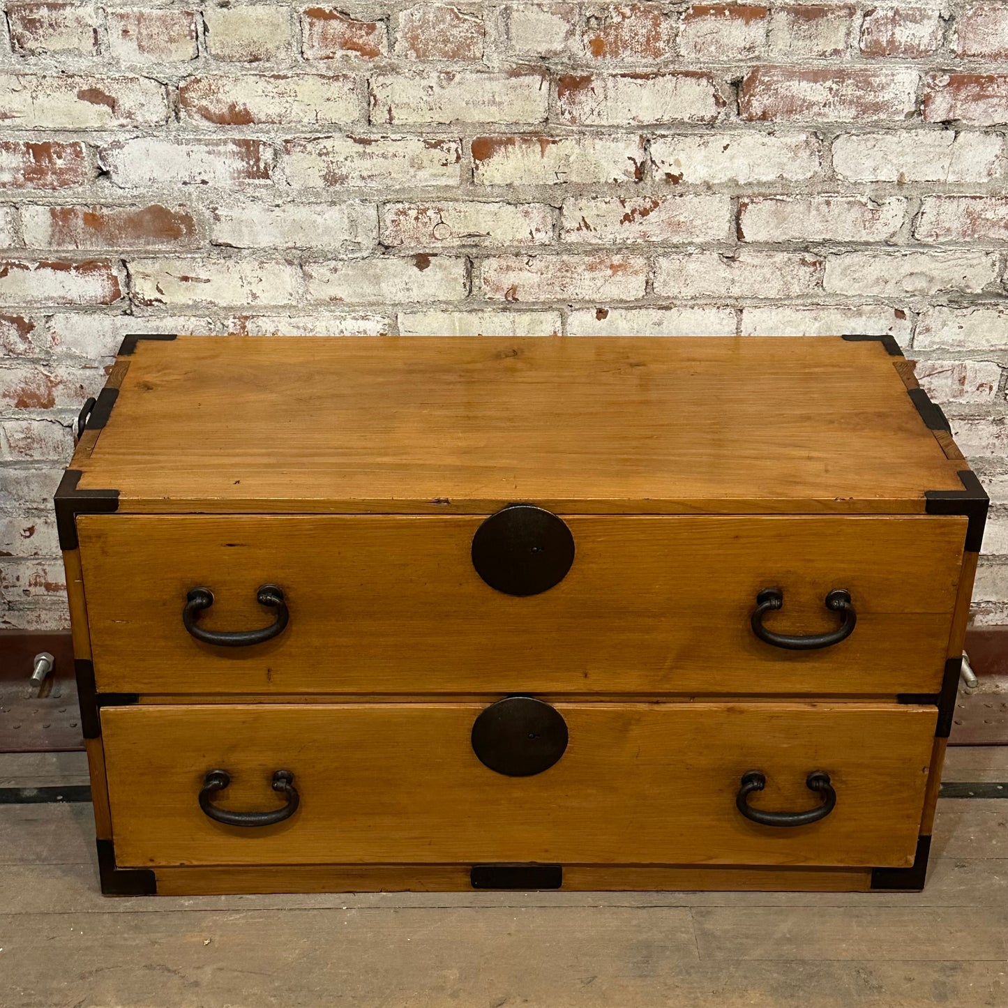 Antique Japanese Meiji Era (1868-1912) 2 Drawer Clothing Tansu 36"W