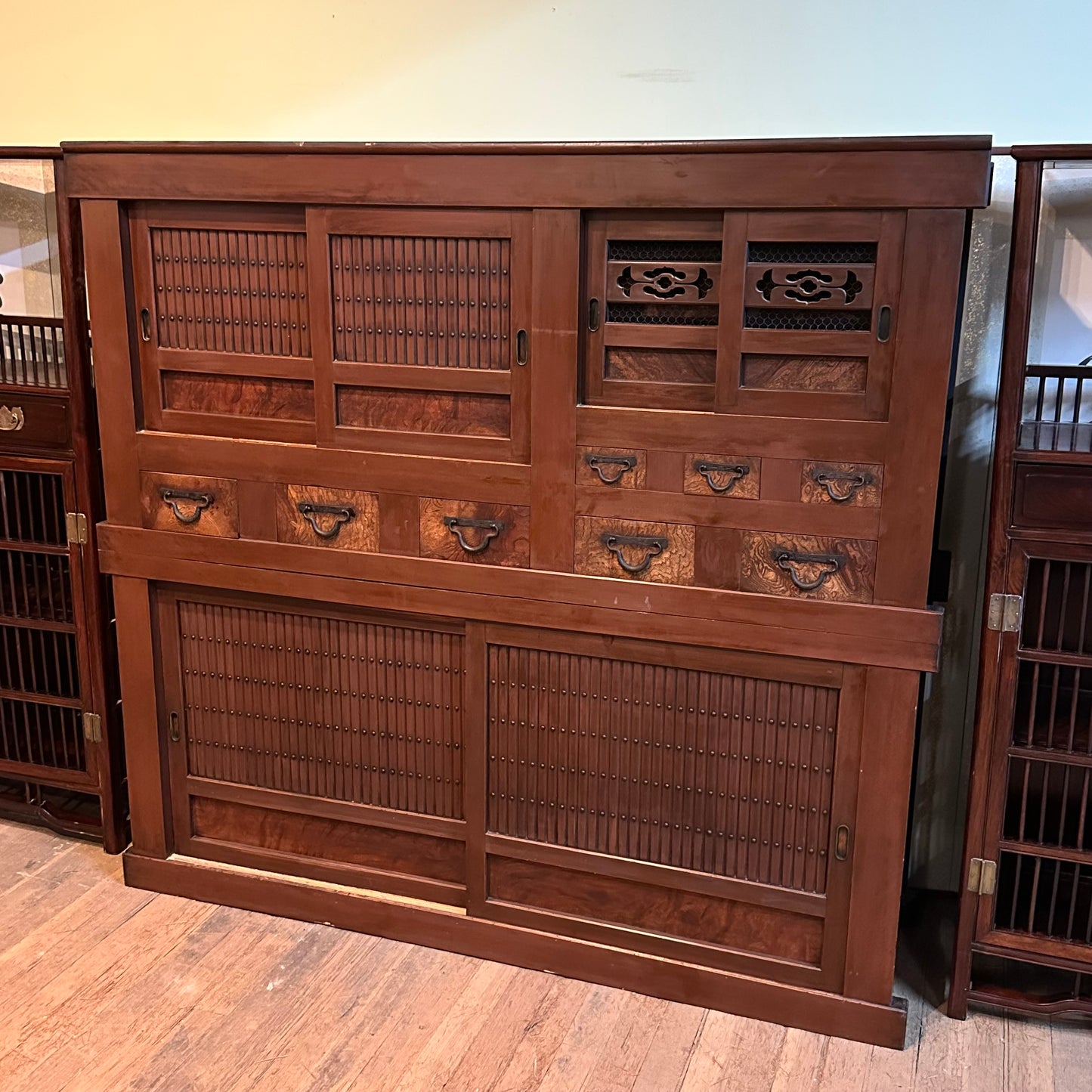 Antique Japanese Meiji Era c1880's Mizuya Kitchen Tansu 6ft