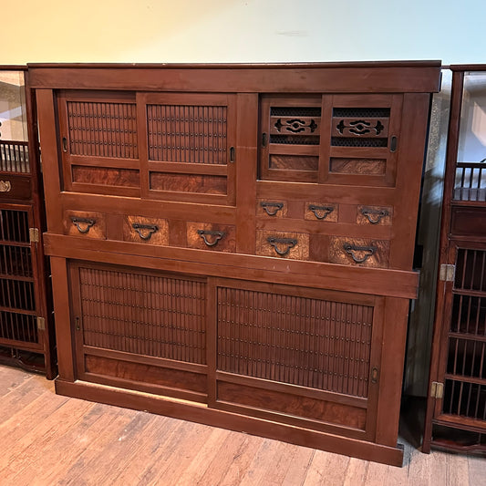 Antique Japanese Meiji Era c1880's Mizuya Kitchen Tansu 6ft