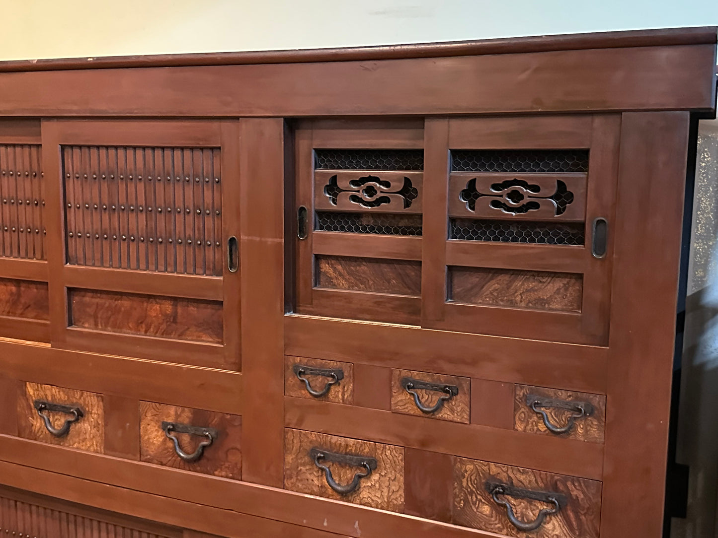 Antique Japanese Meiji Era c1880's Mizuya Kitchen Tansu 6ft