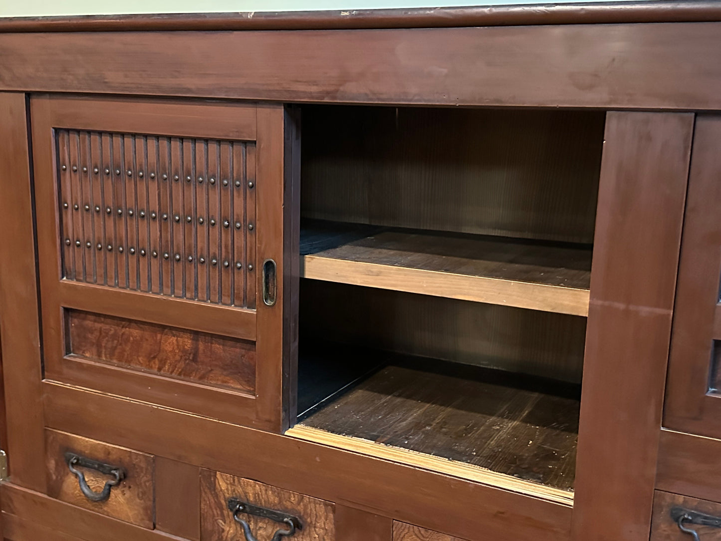 Antique Japanese Meiji Era c1880's Mizuya Kitchen Tansu 6ft