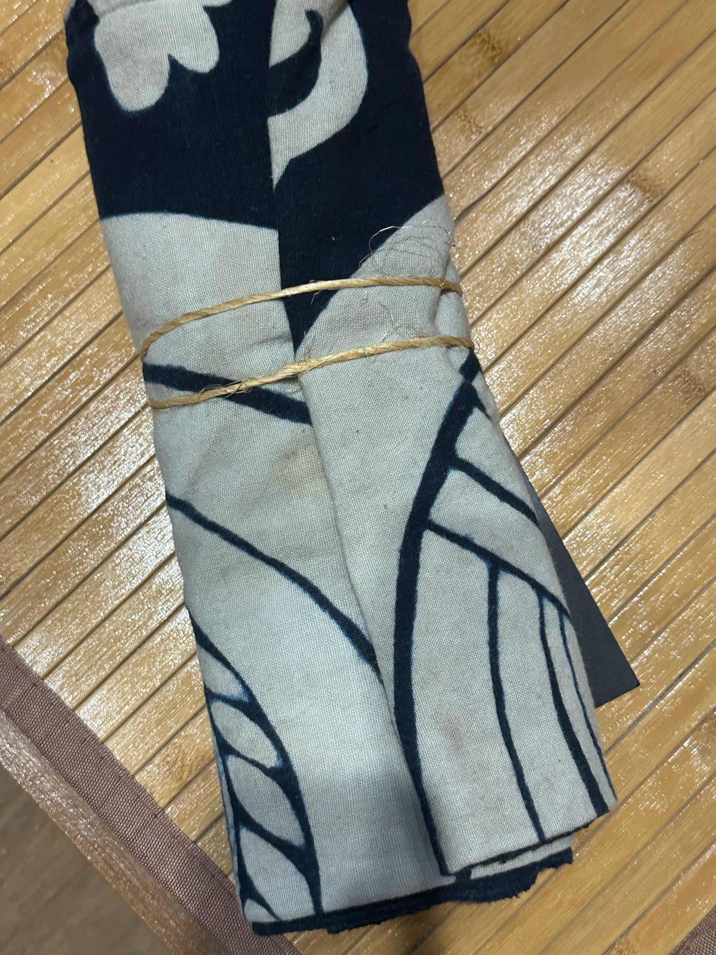 Antique Japanese 19th Century Textile Rice Kamon & Arabesque - Tsutsugaki 52"x58" #109