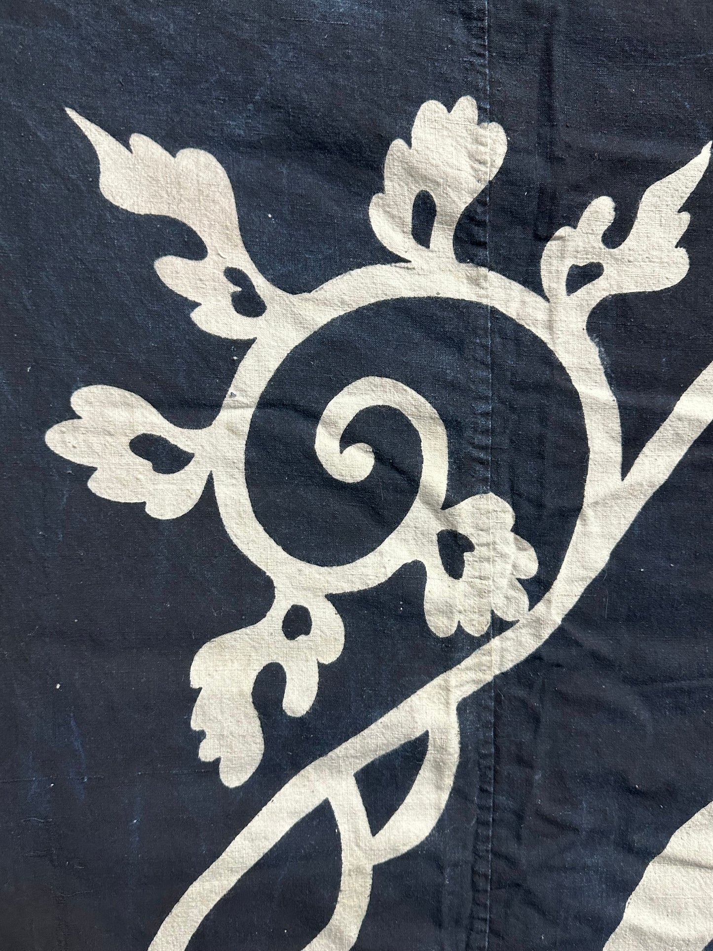 Antique Japanese 19th Century Textile Kamon Crest - Tsutsugaki 51"x53.5"