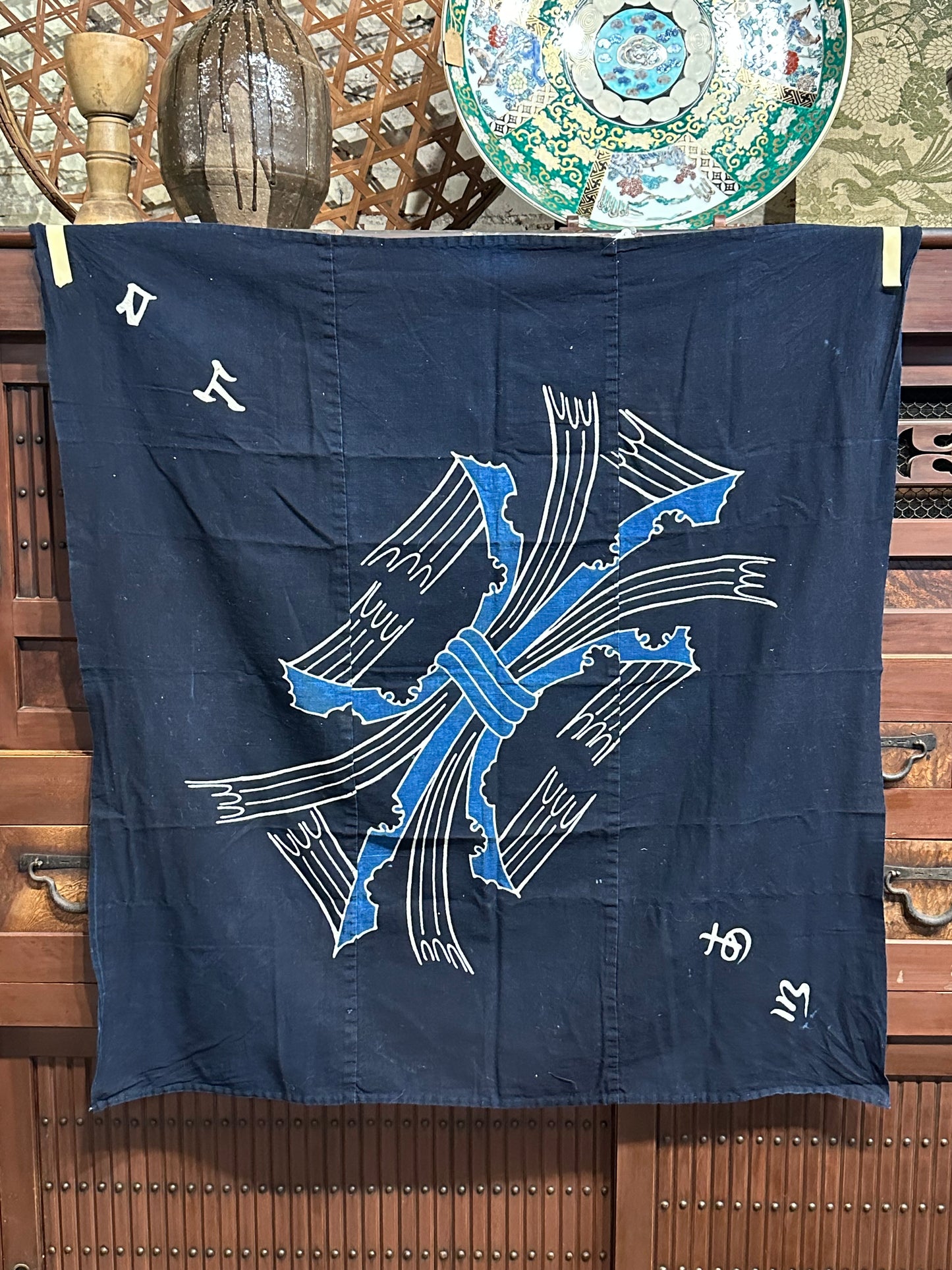 Antique Japanese 19th Century Textile - Tsutsugaki 38"x40" Abalone #106