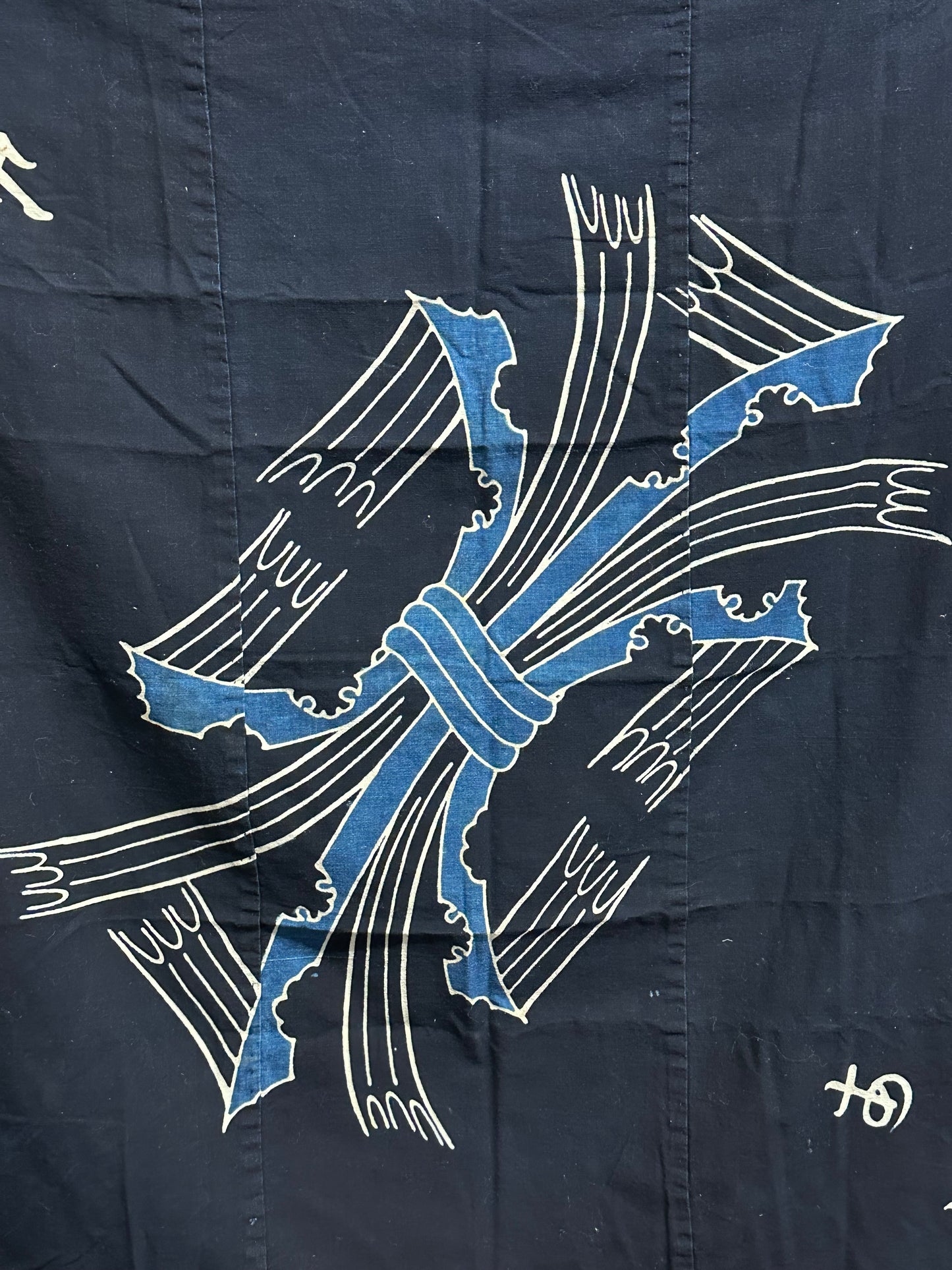 Antique Japanese 19th Century Textile - Tsutsugaki 38"x40" Abalone #106