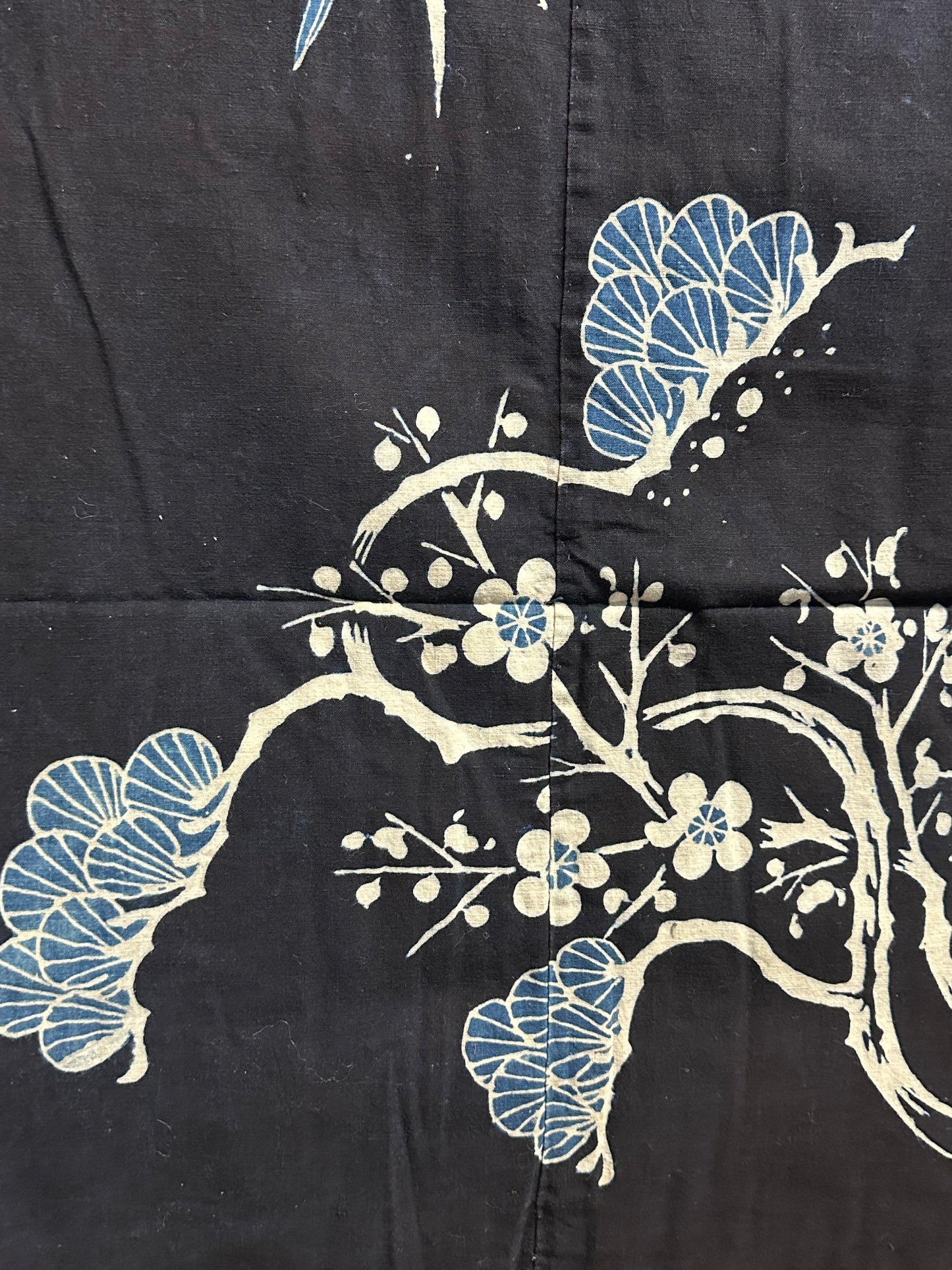 Antique Japanese 19th Century Textile Bamboo & Plum Tsutsugaki 50"x57" #28