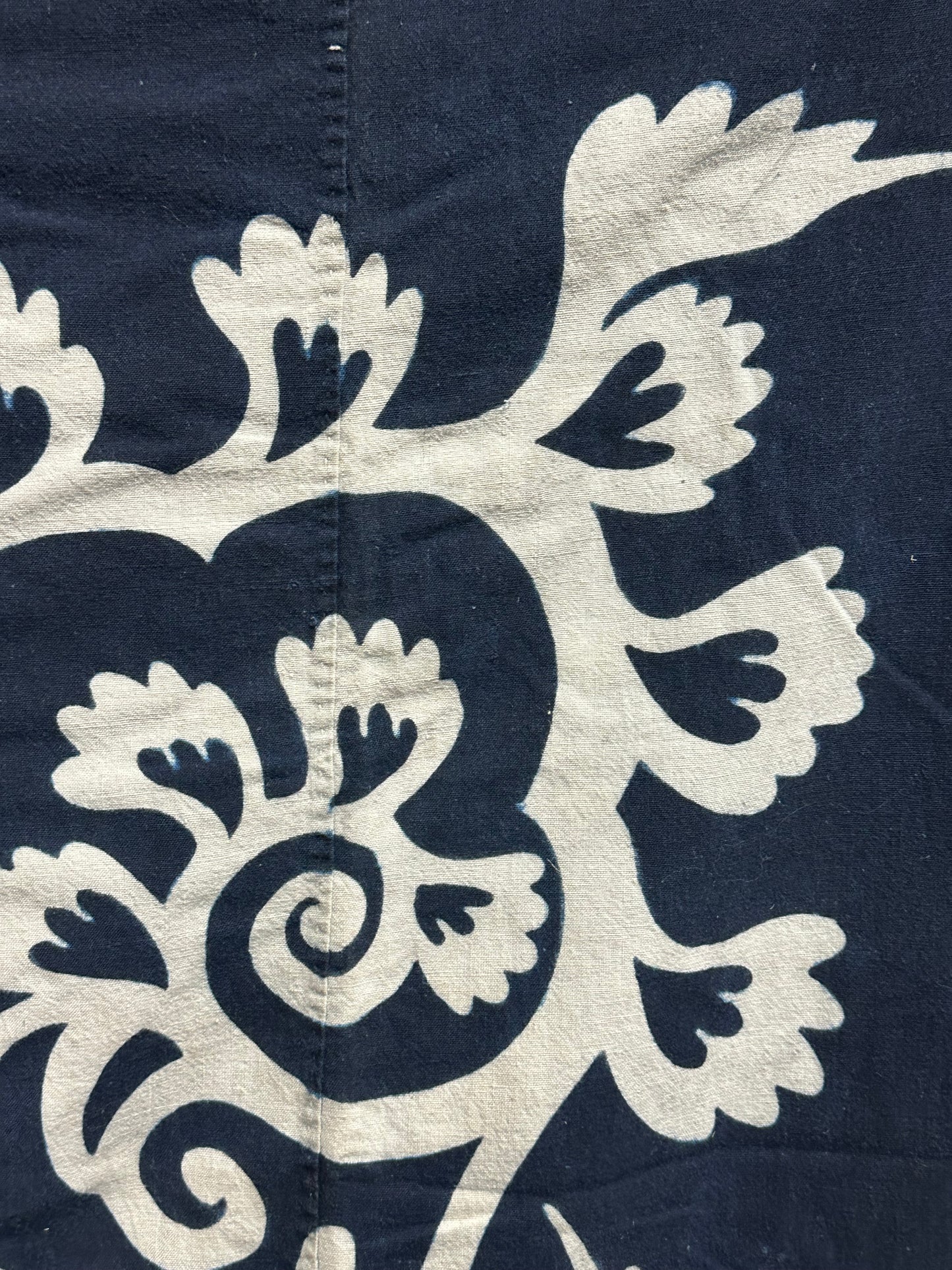 Antique Japanese 19th Century Textile Rice Kamon & Arabesque - Tsutsugaki 52"x58" #109