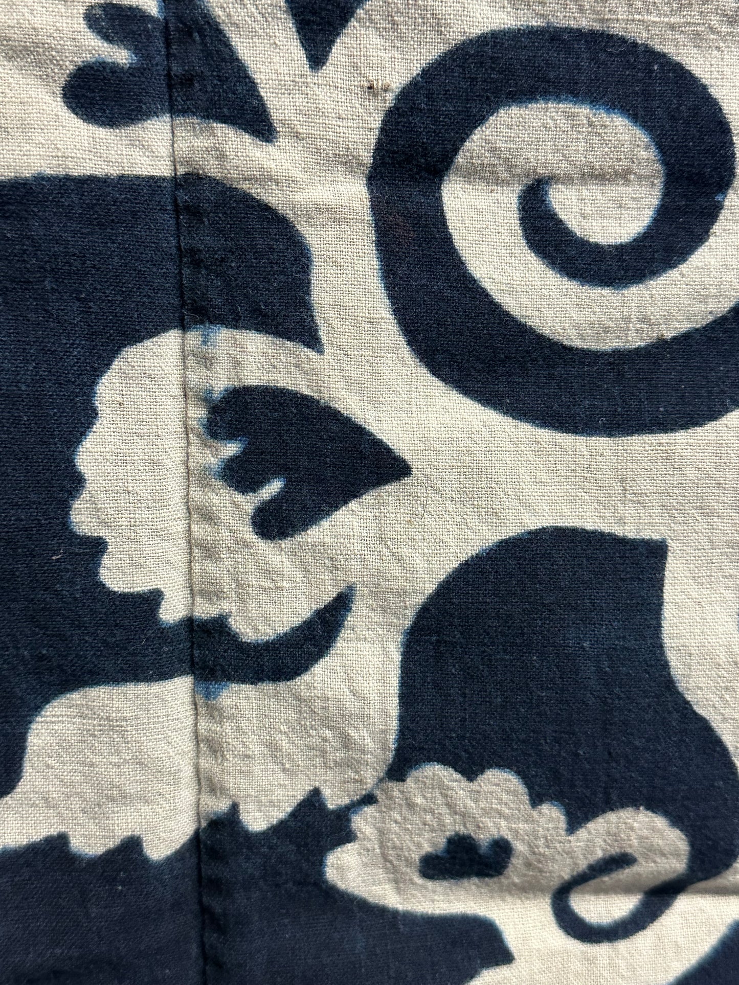 Antique Japanese 19th Century Textile Rice Kamon & Arabesque - Tsutsugaki 52"x58" #109