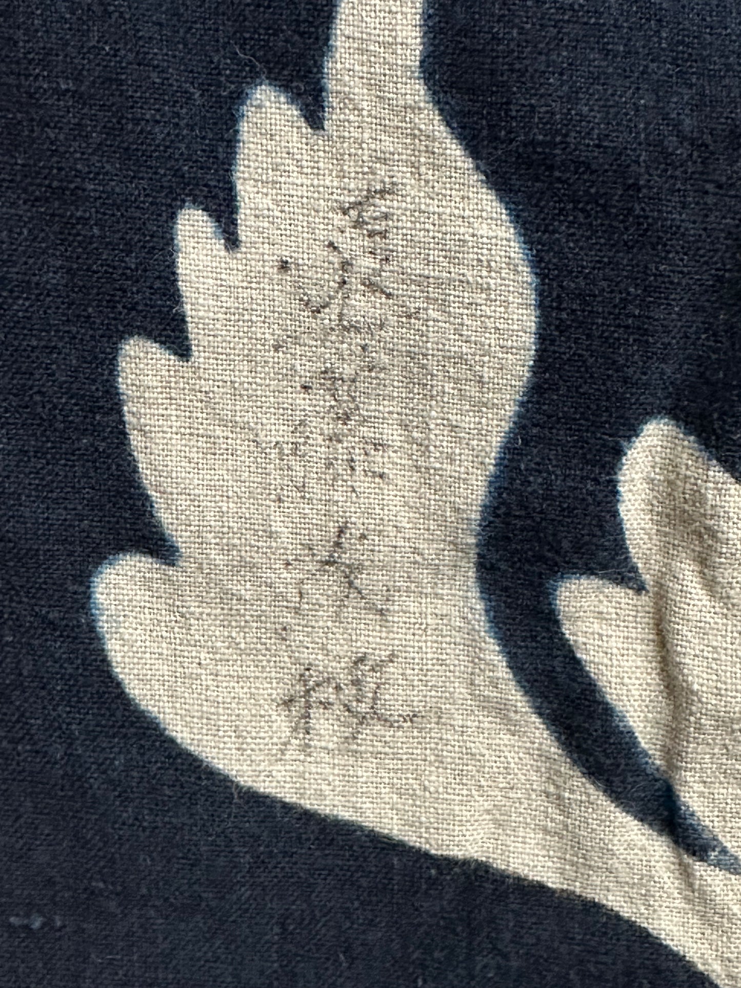 Antique Japanese 19th Century Textile Rice Kamon & Arabesque - Tsutsugaki 52"x58" #109