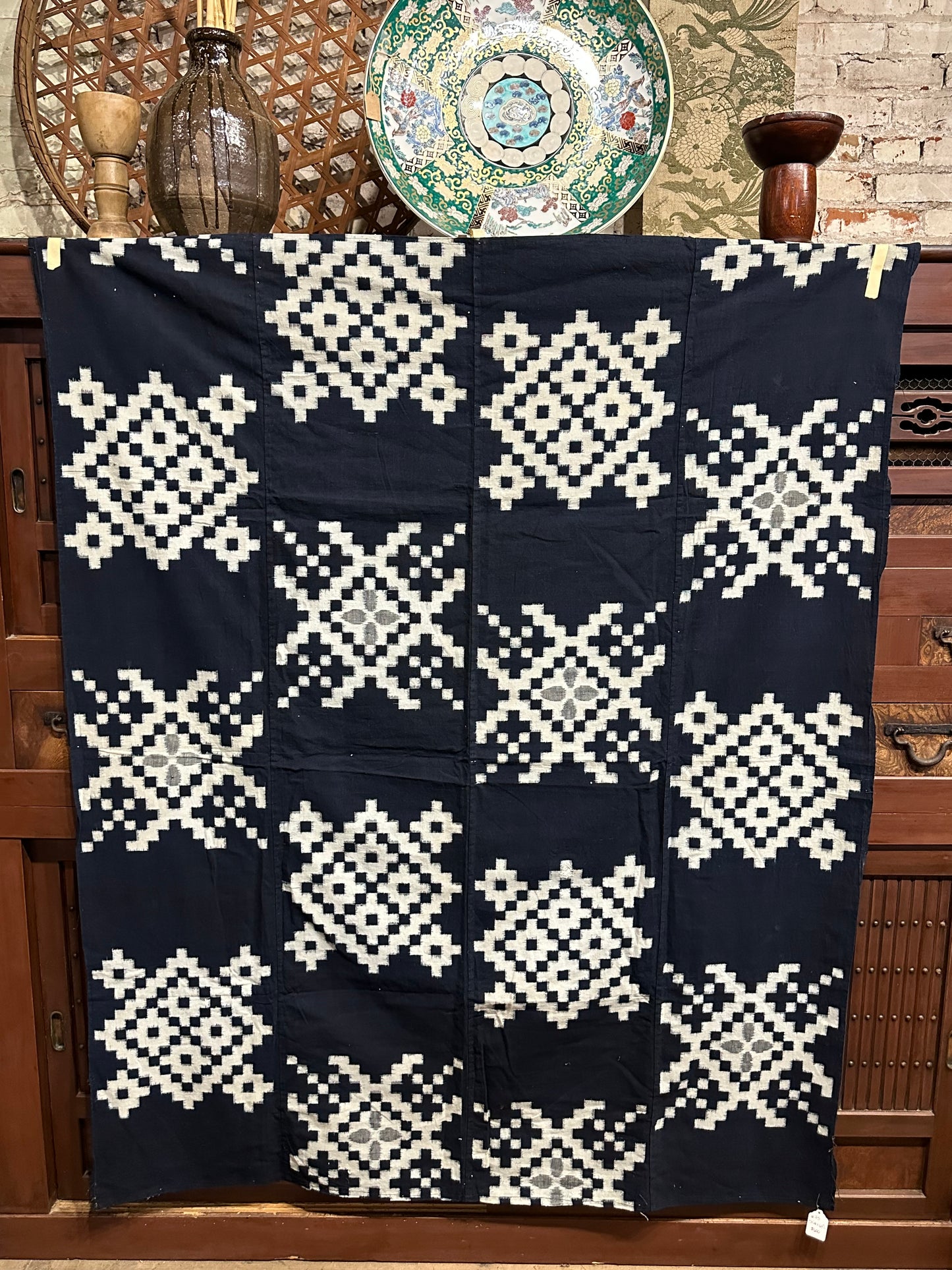 Antique Japanese 19th Century Textile - Kasuri Indigo 51"x64" Ikat #75