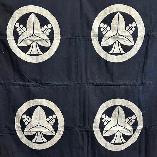 Antique Japanese 19th Century Textile Kamon Crest - Tsutsugaki 56"x51” #52
