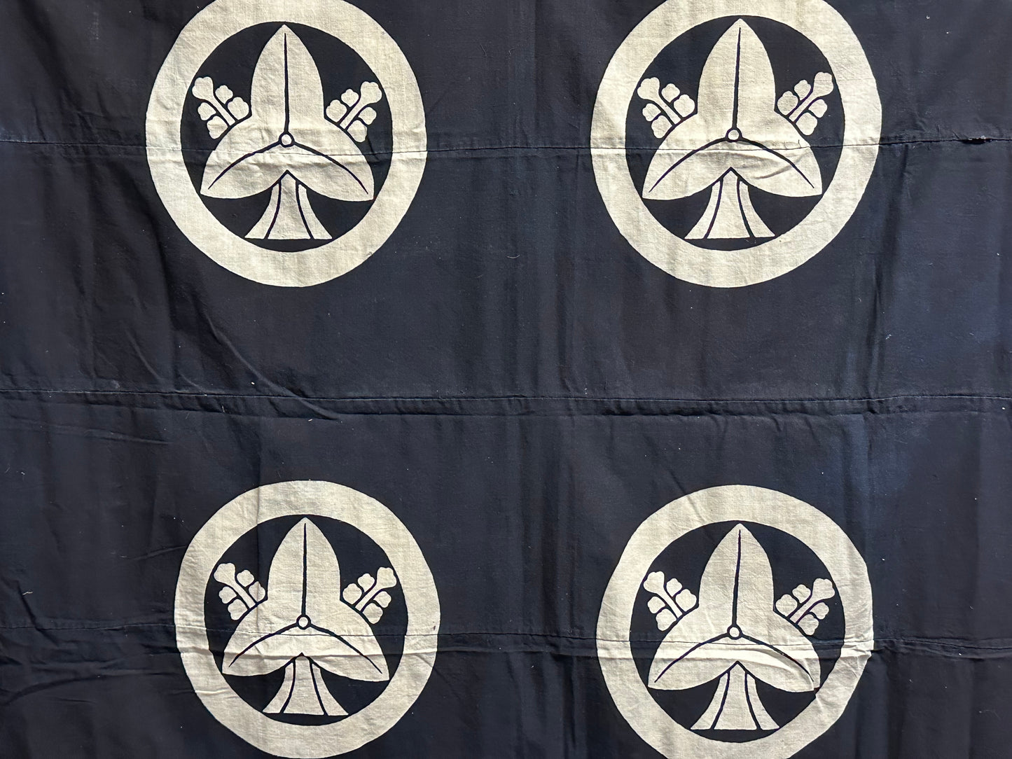Antique Japanese 19th Century Textile Kamon Crest - Tsutsugaki 56"x51” #52