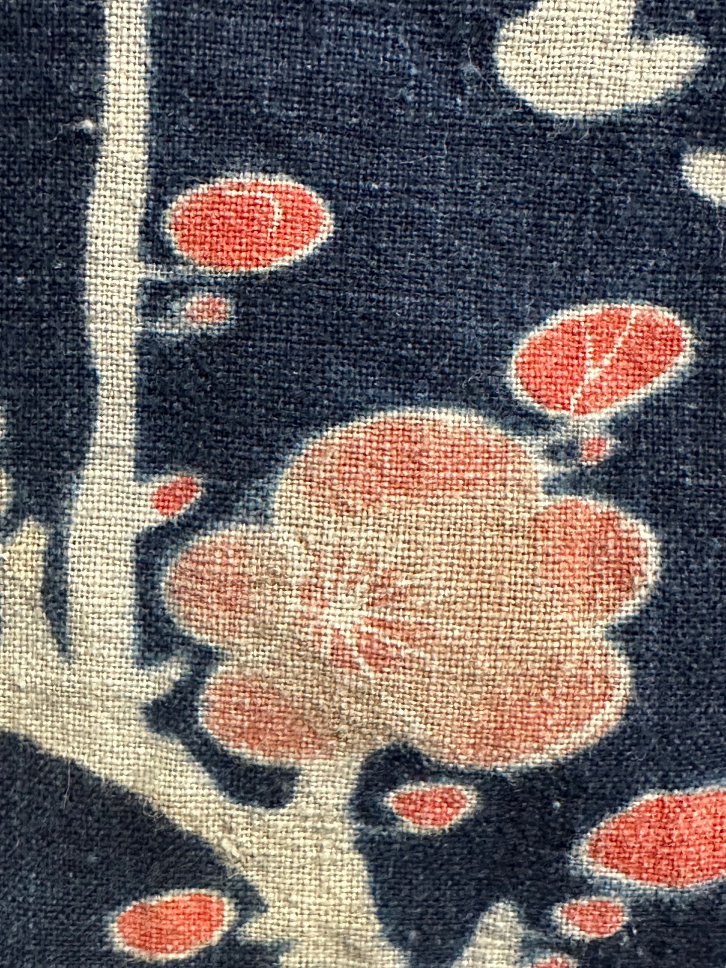 Antique Japanese 19th Century Textile Plum Blossoms - Tsutsugaki ~48"x48"