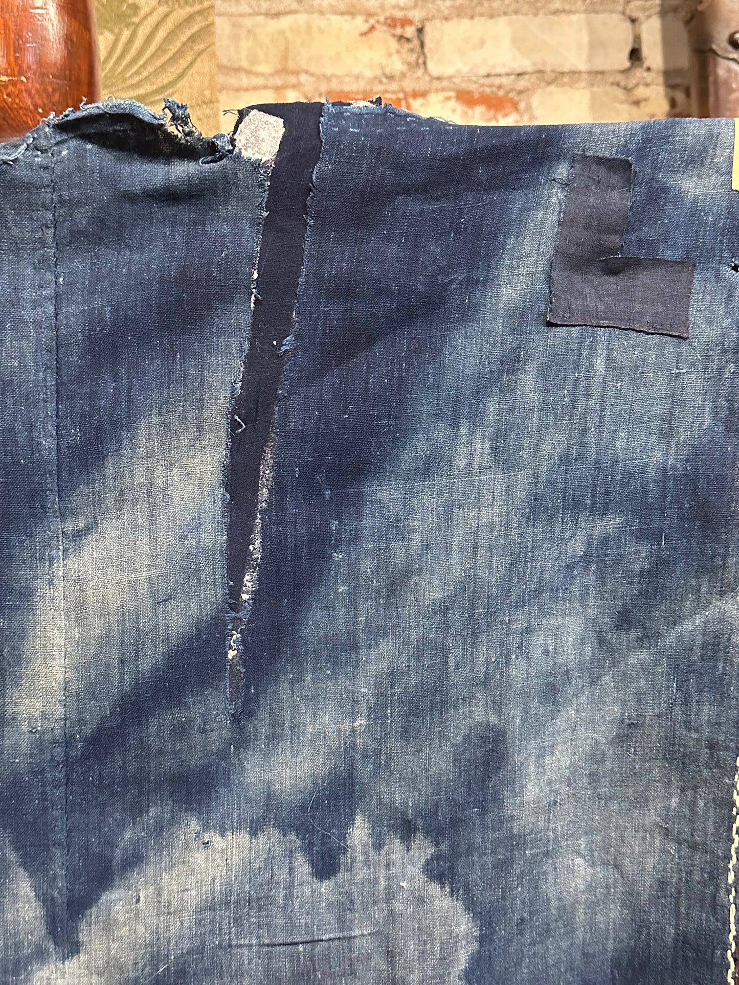 Antique Japanese 19th Century Textile Large Butterfly Motif Tsutsugaki