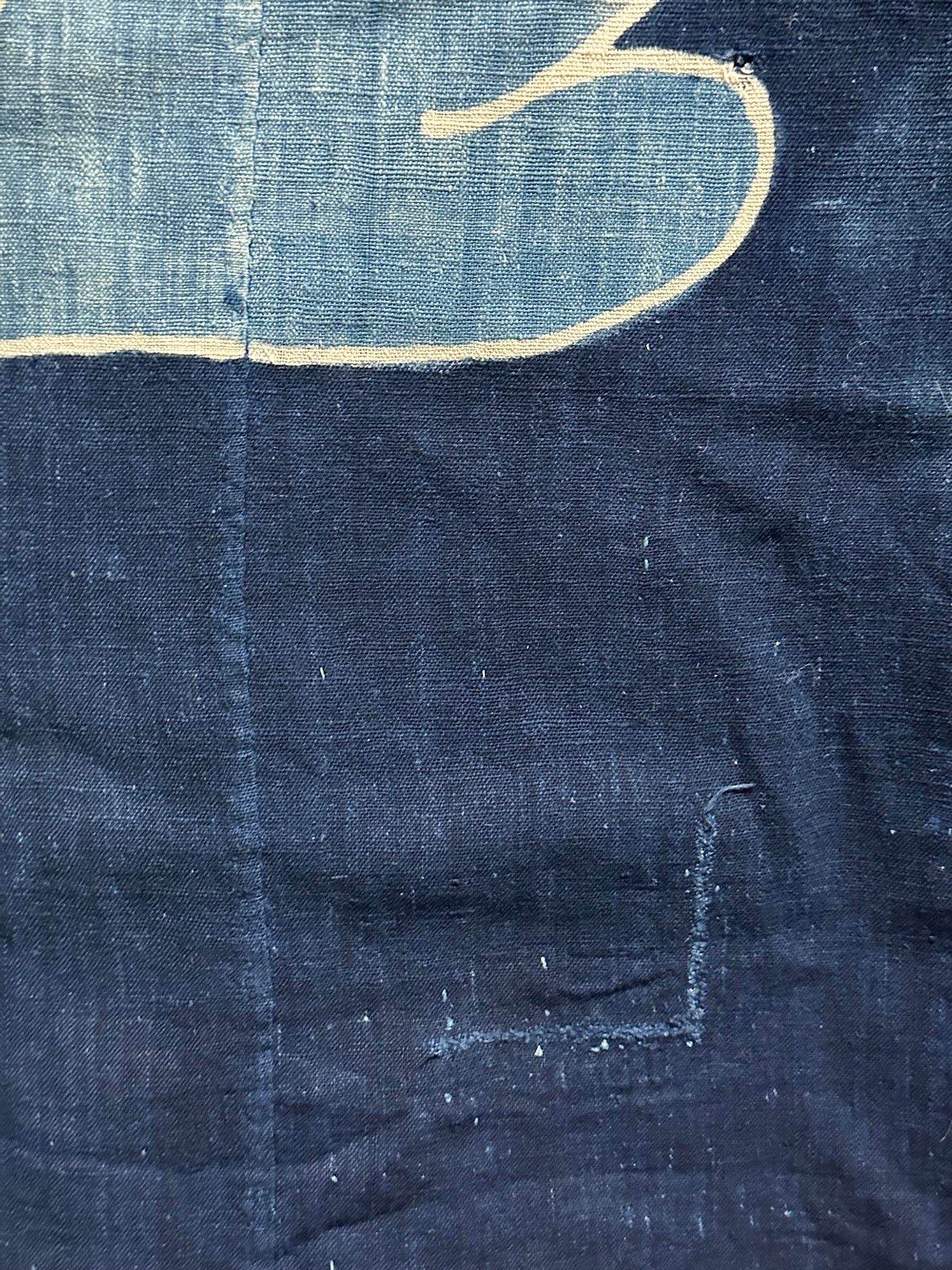 Antique Japanese 19th Century Textile Large Butterfly Motif Tsutsugaki