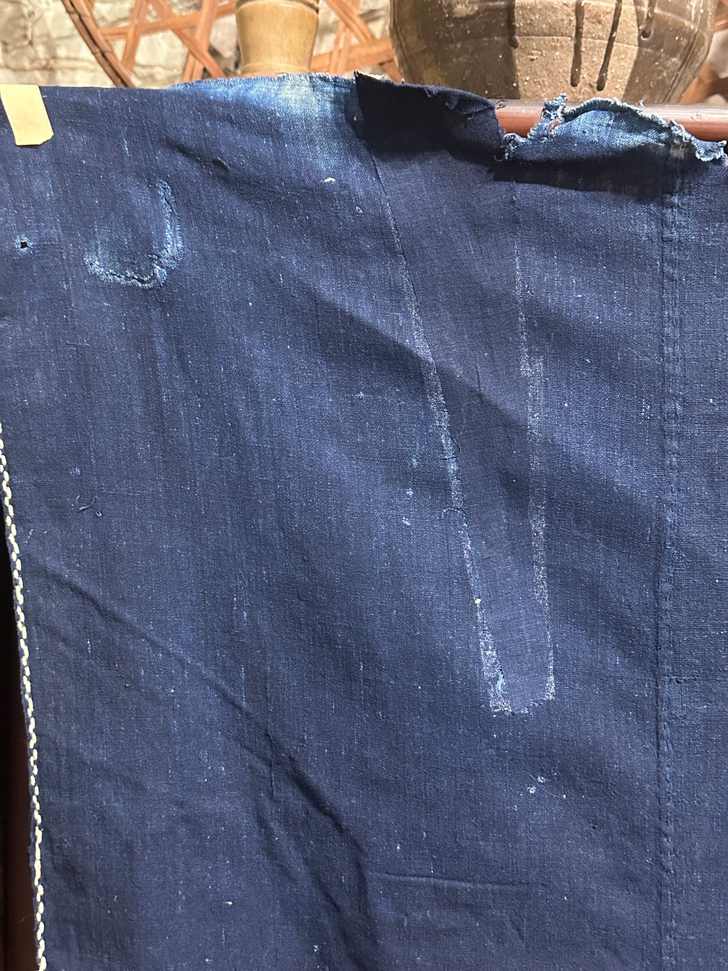 Antique Japanese 19th Century Textile Large Butterfly Motif Tsutsugaki