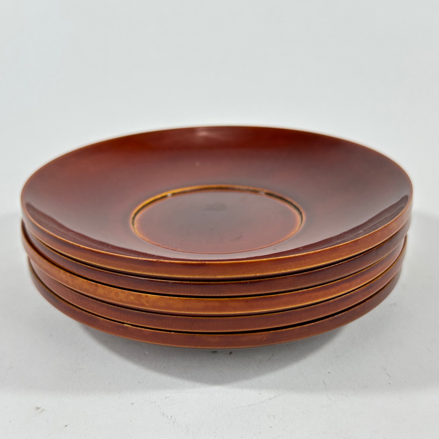 Vintage Japanese Lacquered Wood set of 5 Chataku Plates Tea Saucers Shunkei