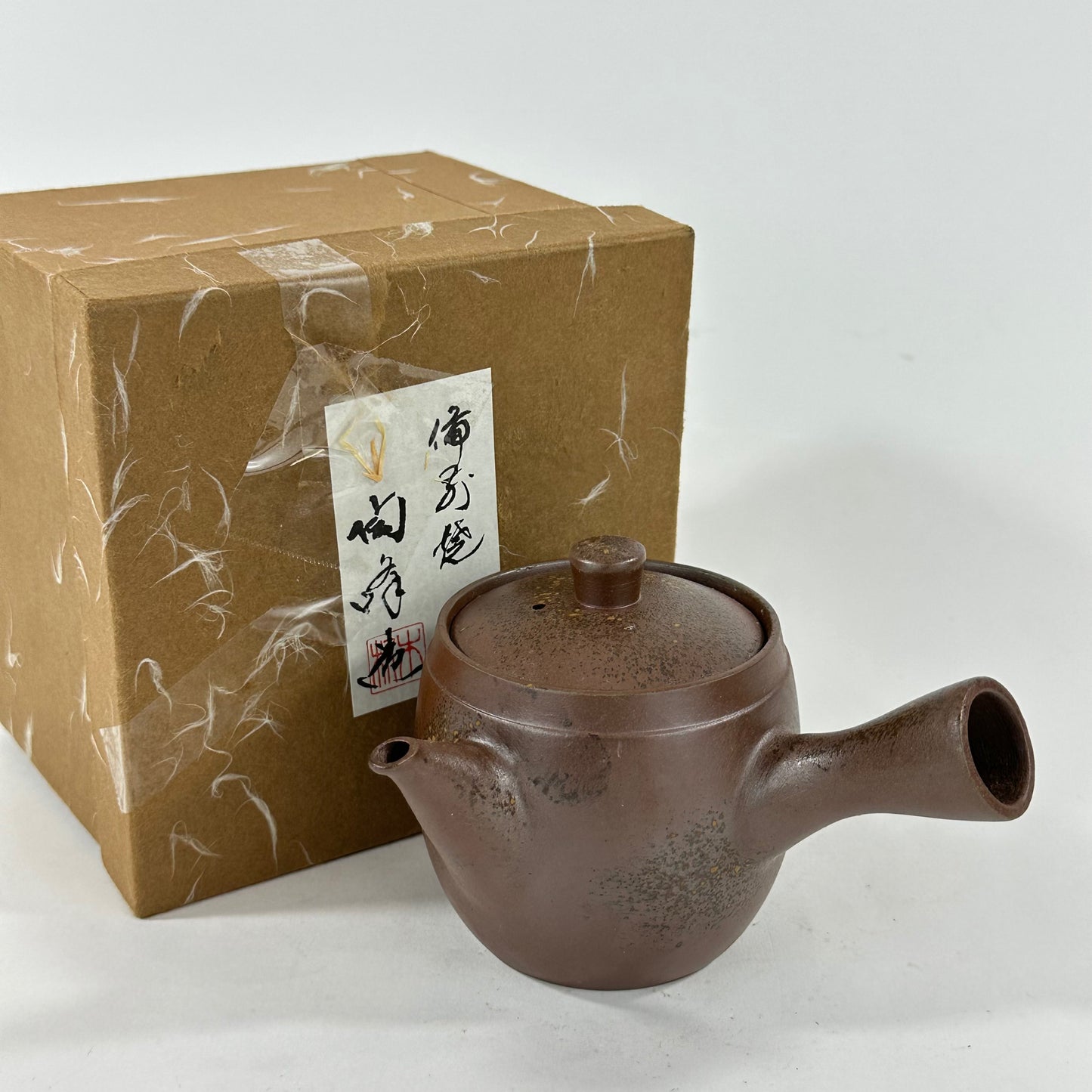 Japanese Tokoname Kyusu Teapot Side Handle Clay w/ Box Signed