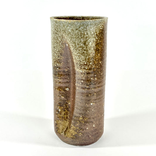 Antique Japanese Bizen Ware Cylindrical Vase Hidasuki & Goma Ash Glaze 10"