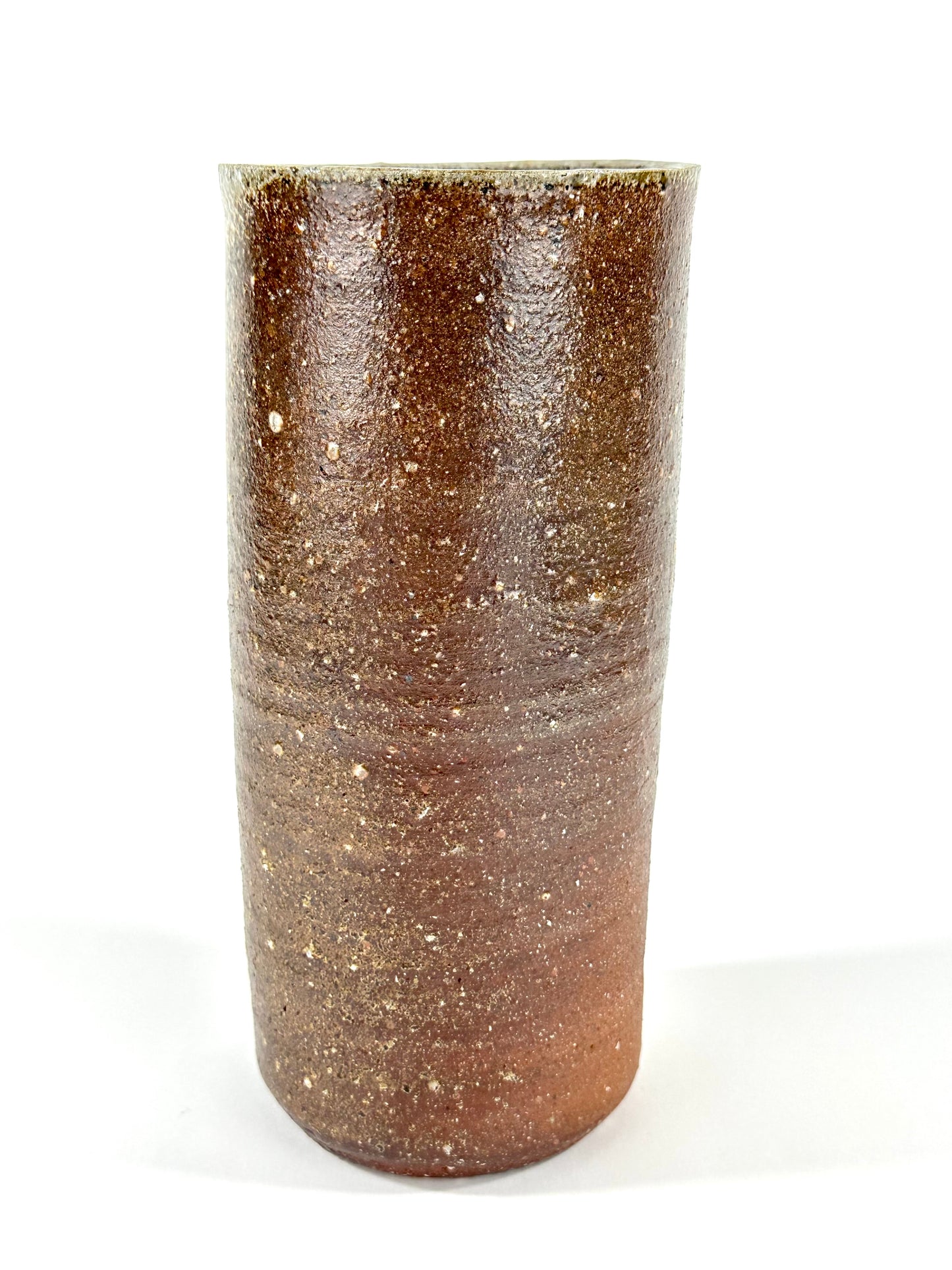 Antique Japanese Bizen Ware Cylindrical Vase Hidasuki & Goma Ash Glaze 10"