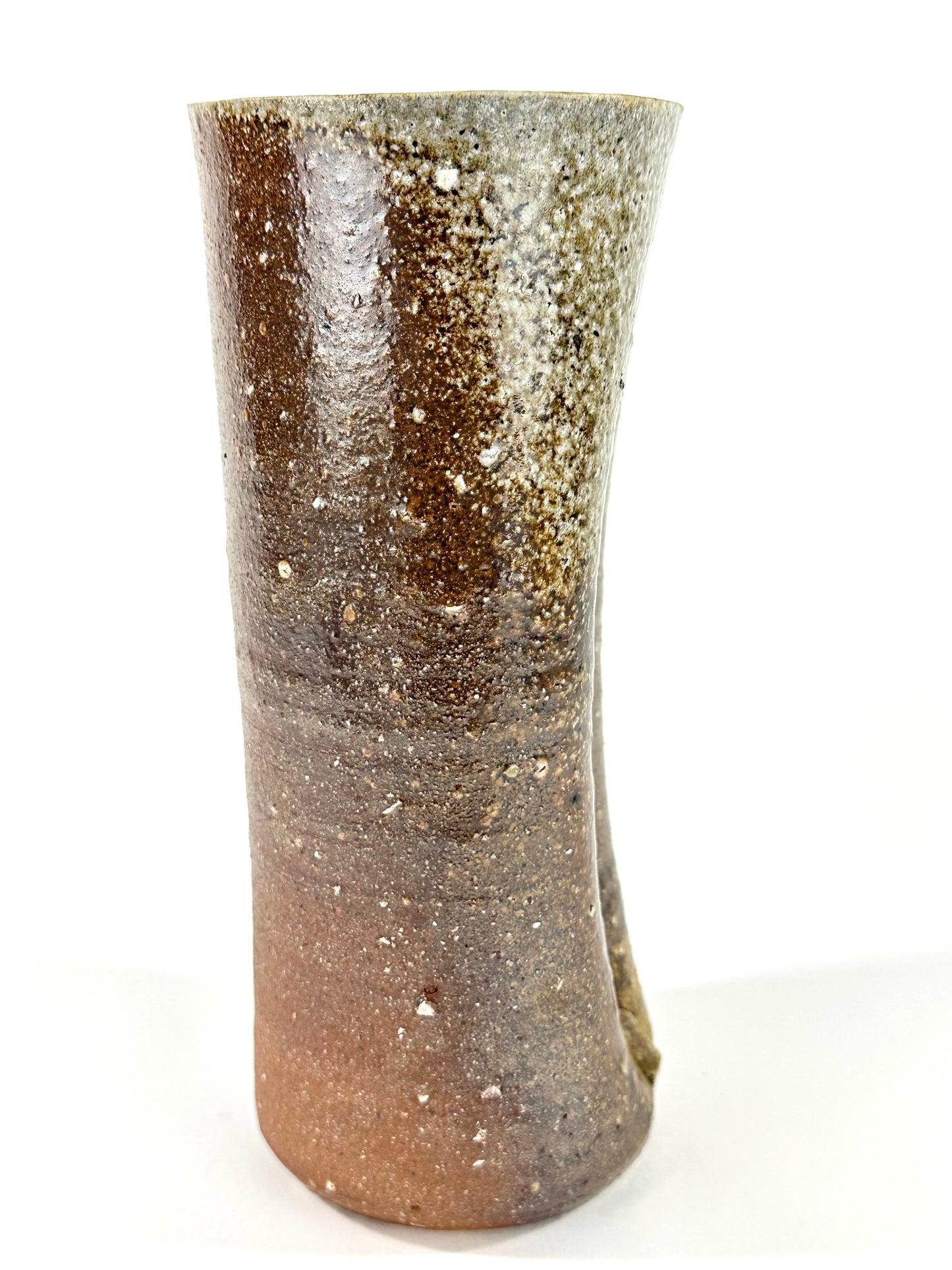 Antique Japanese Bizen Ware Cylindrical Vase Hidasuki & Goma Ash Glaze 10"
