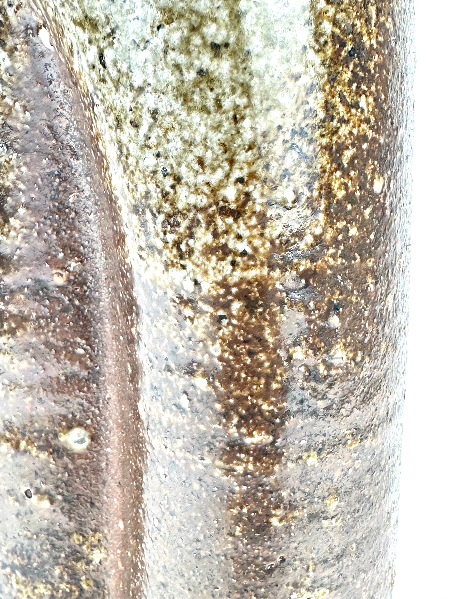 Antique Japanese Bizen Ware Cylindrical Vase Hidasuki & Goma Ash Glaze 10"