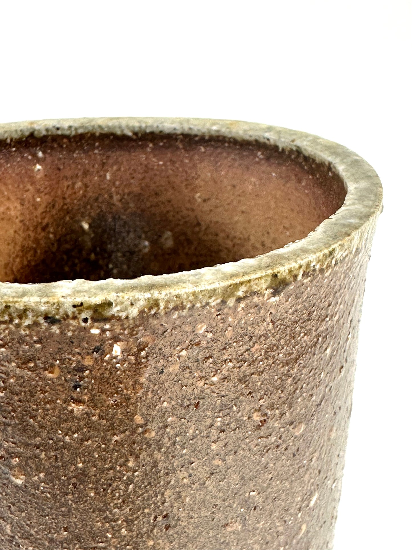 Antique Japanese Bizen Ware Cylindrical Vase Hidasuki & Goma Ash Glaze 10"