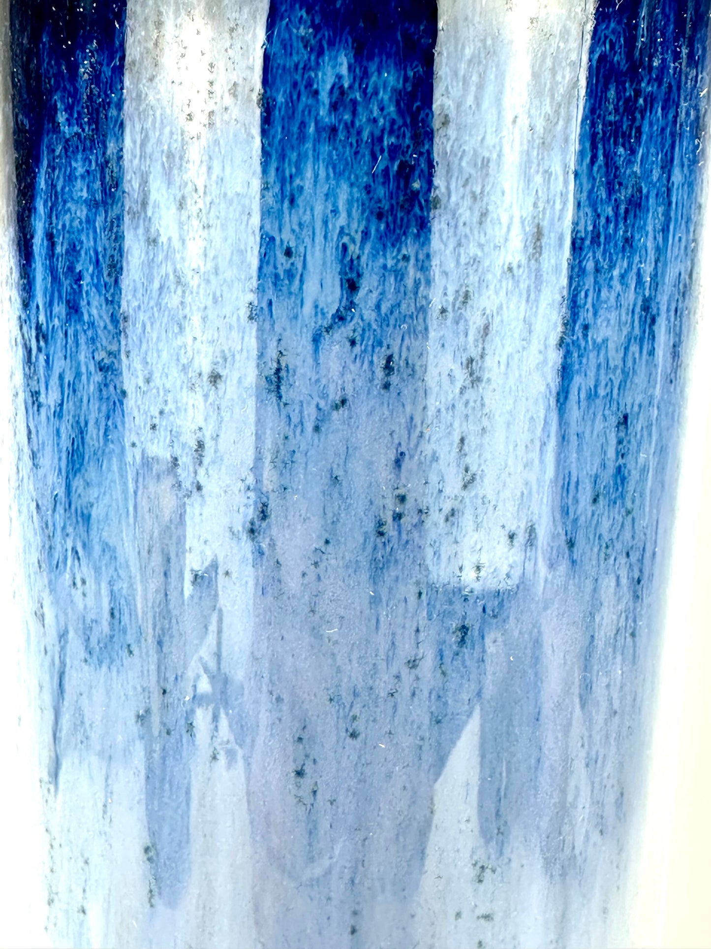 Vintage Japanese Cylindrical Vase with Flowing Blue Flambe Glaze 13"