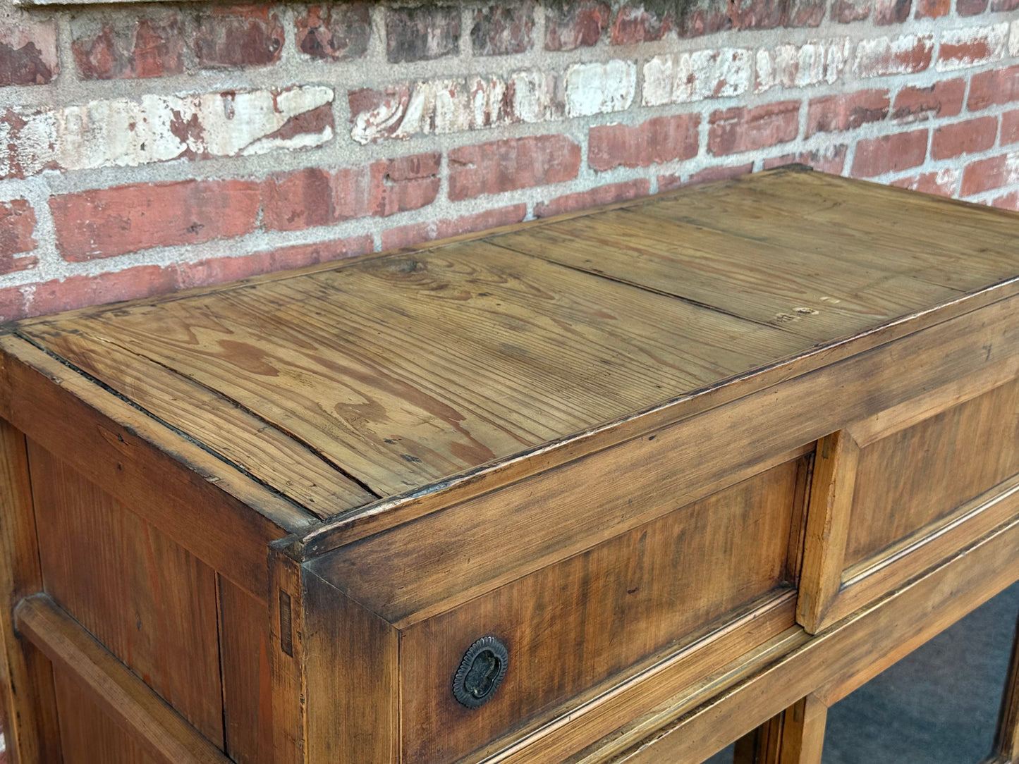 Antique Japanese Meiji Era c1870's Mizuya Kitchen Tansu Two-Section Cabinet