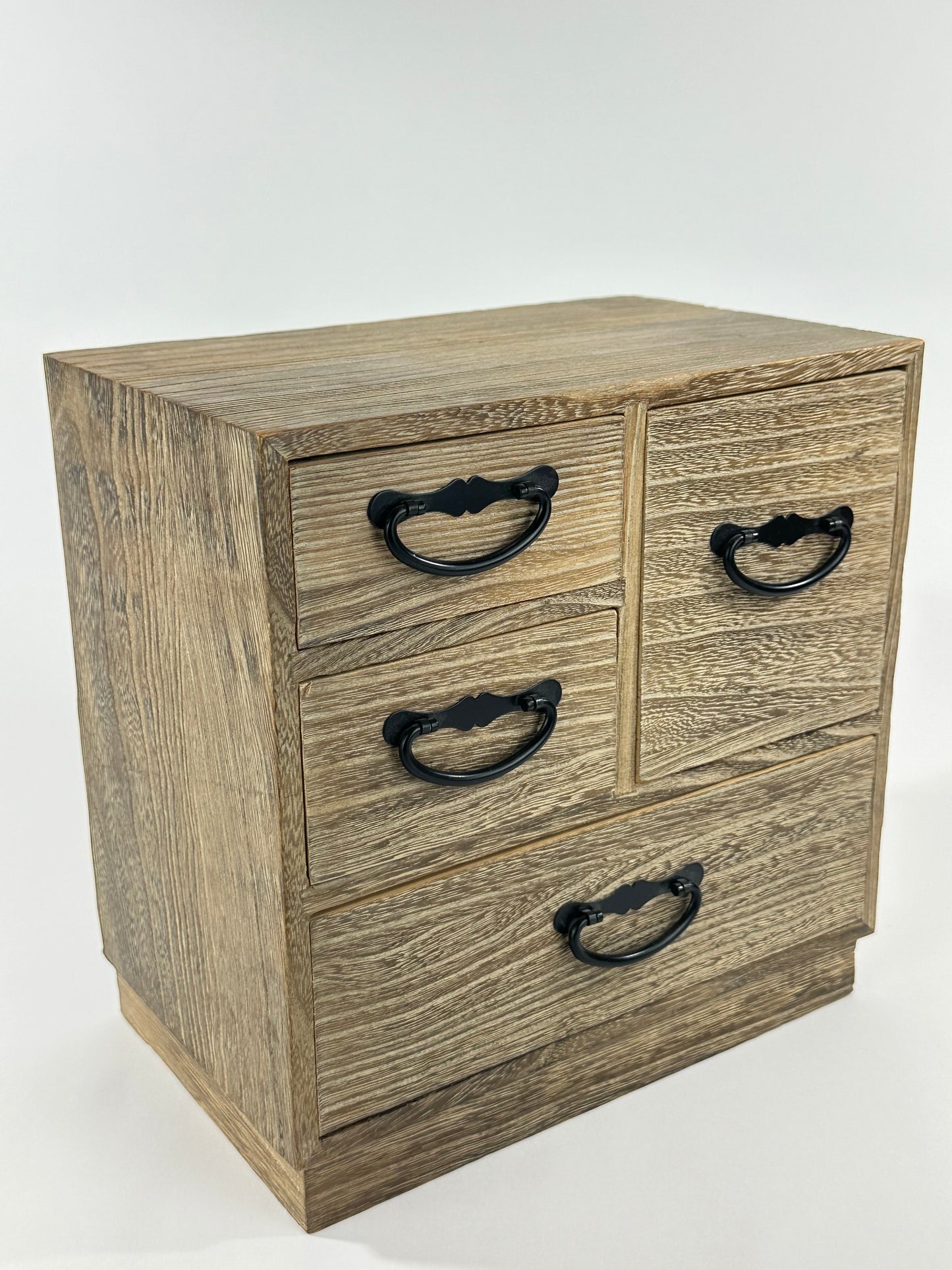 Japanese Kiri Wood Kodansu Personal Tansu Four Drawer Chest Showa Period 9"