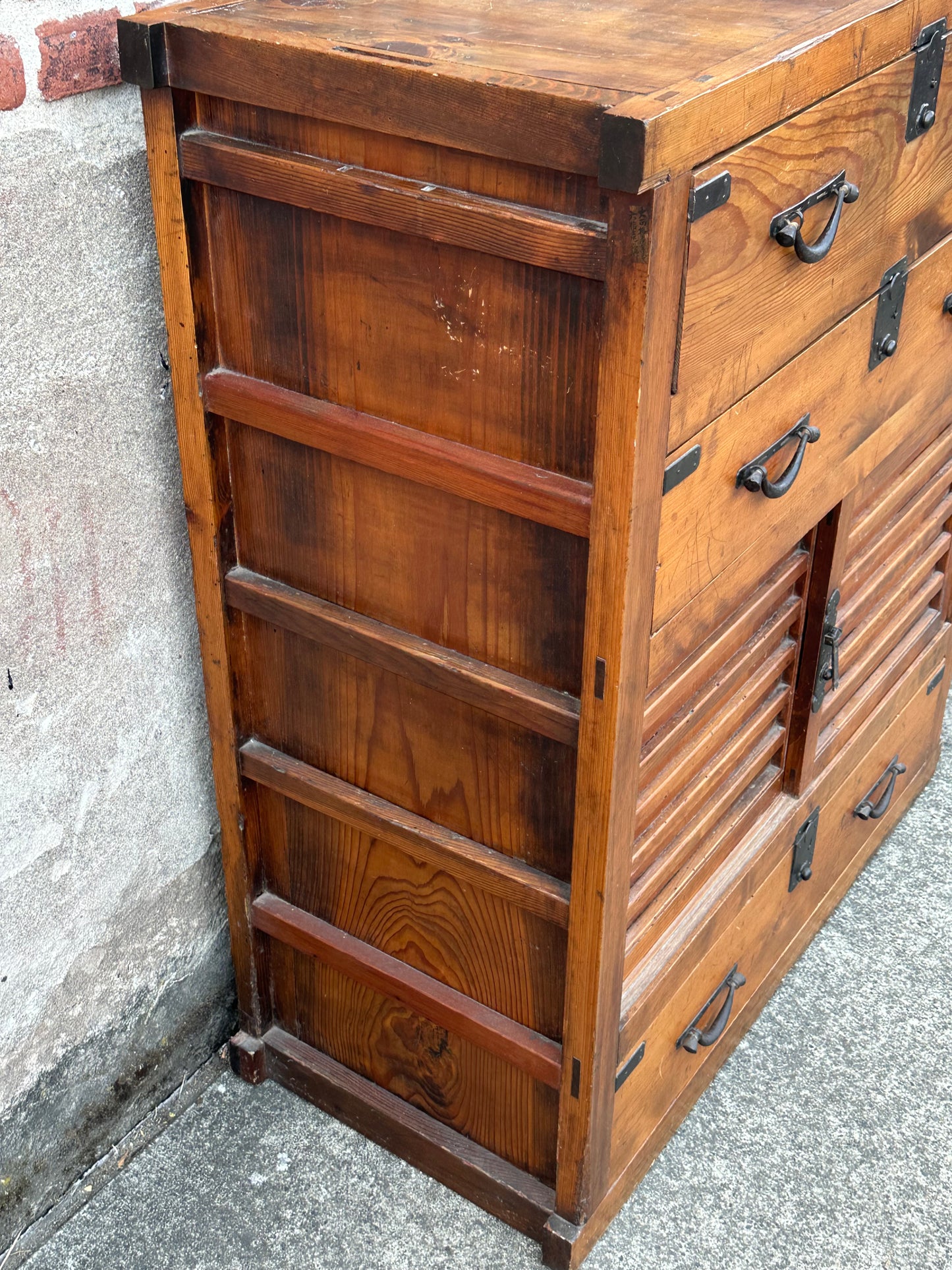 Japanese Edo Period c1850's Sugi Wood Chobadansu Merchant Chest Tansu 37"W
