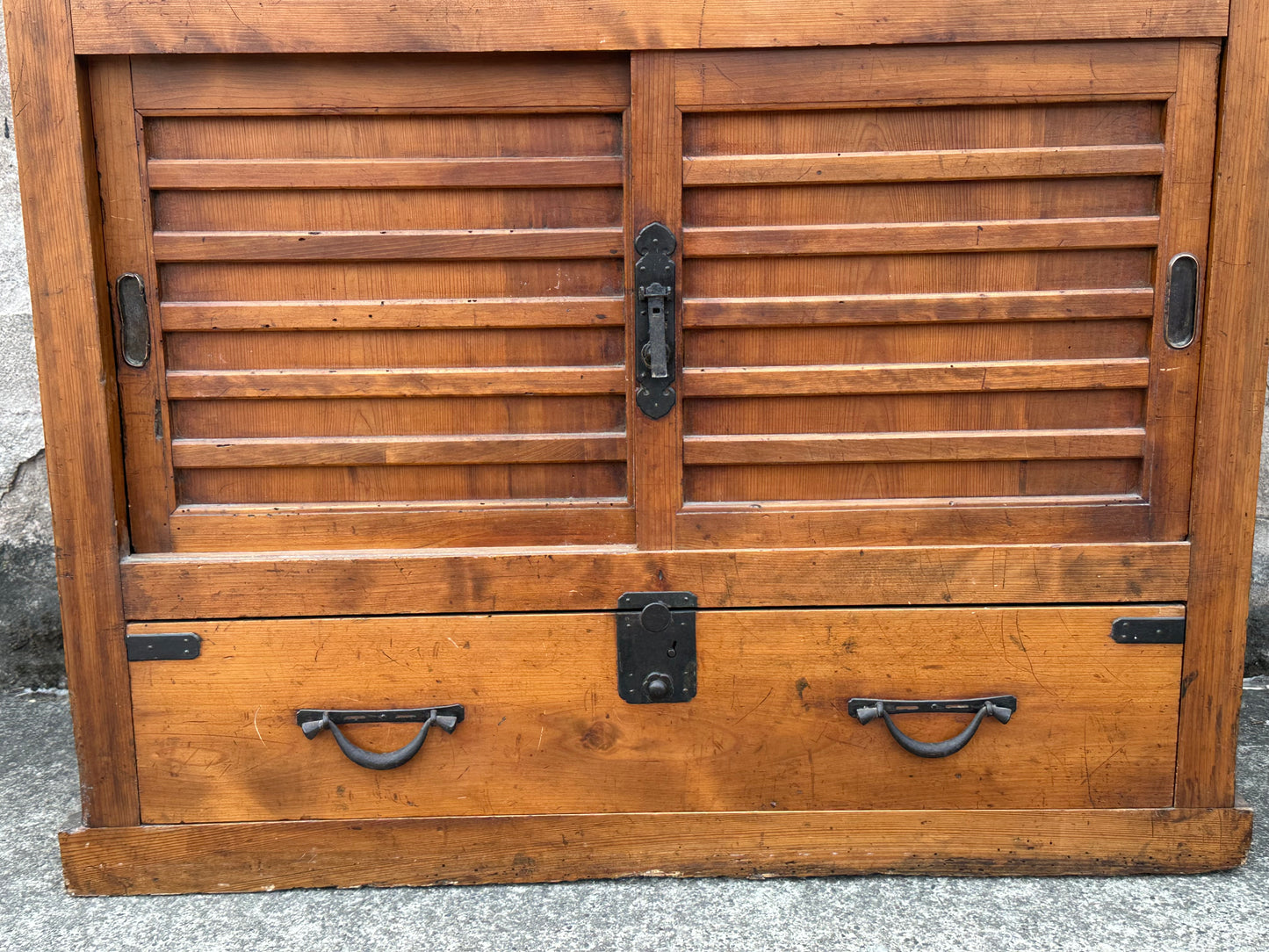 Japanese Edo Period c1850's Sugi Wood Chobadansu Merchant Chest Tansu 37"W