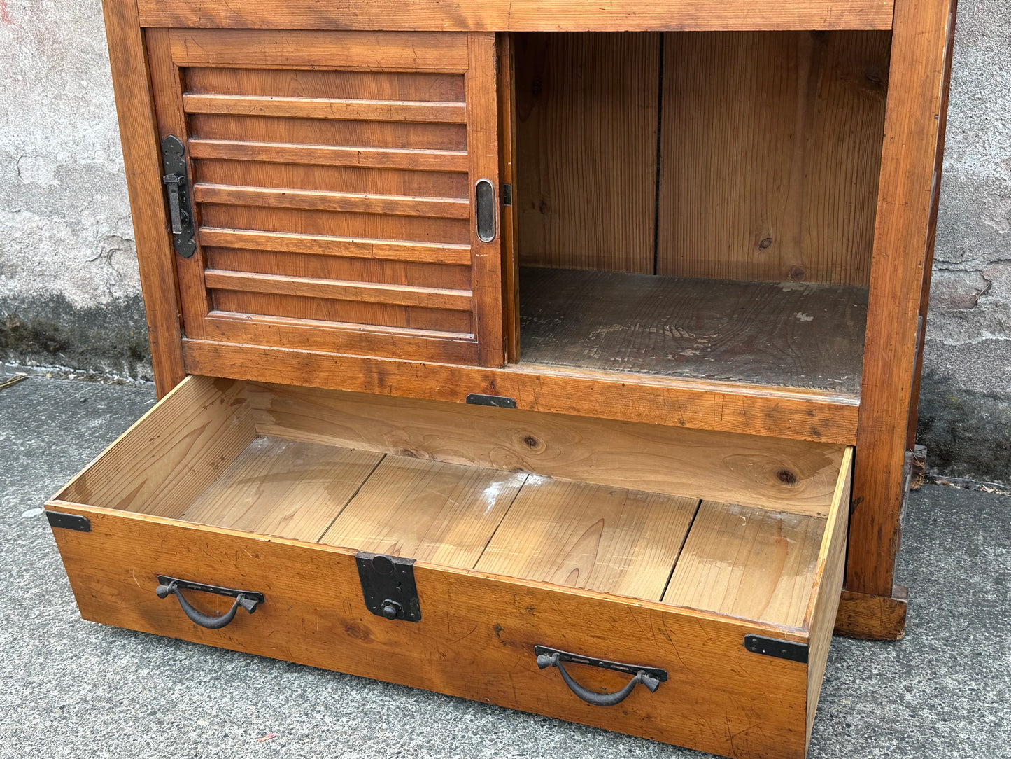 Japanese Edo Period c1850's Sugi Wood Chobadansu Merchant Chest Tansu 37"W