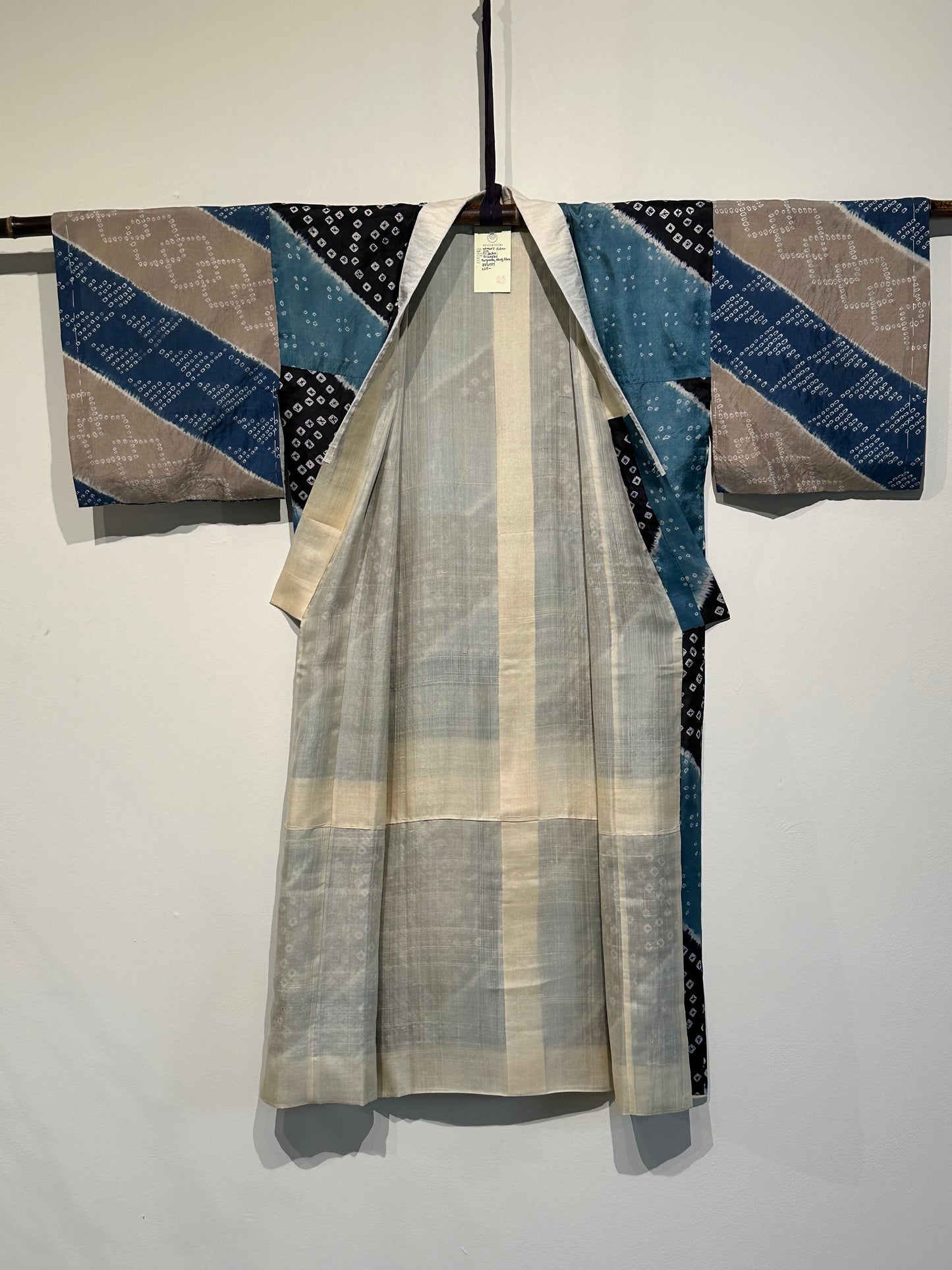 Japanese Silk Woman's Juban Kimono Shibori Tie Dye Turquoise & Navy