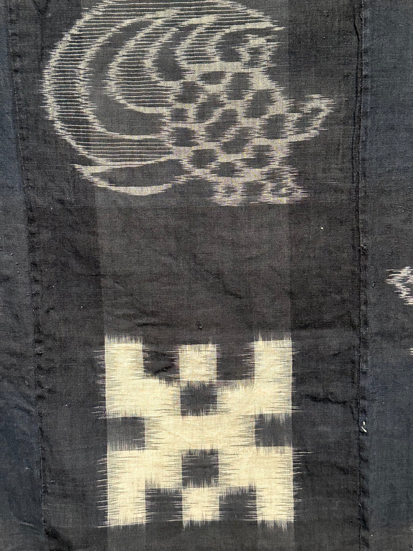 Antique Japanese 19th Century Textile - Kasuri Indigo Ikat 53"x25" Kame #48