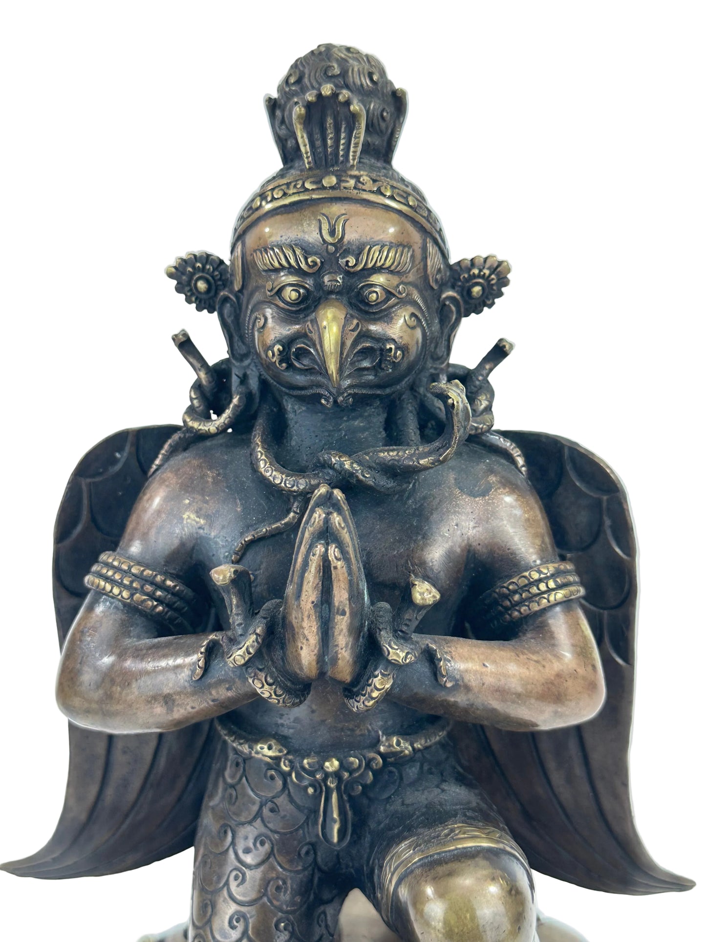Vintage Nepalese Bronze Garuda Figure Buddhist Guardian Deity 12.5" LS#097