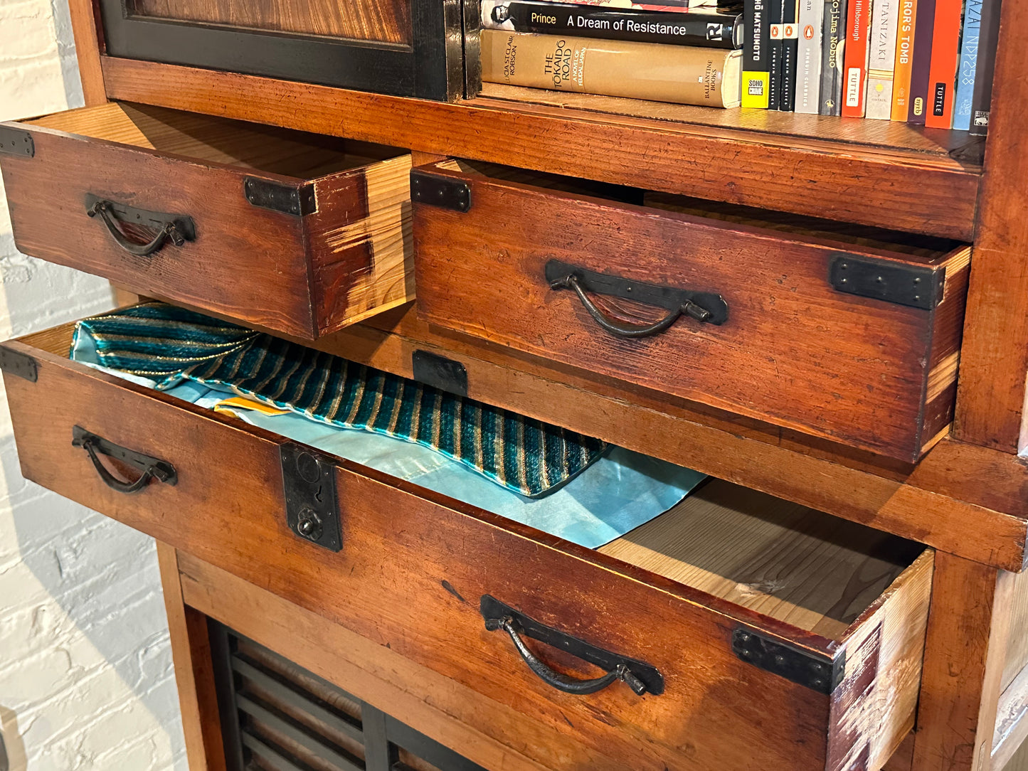 Antique Japanese Meiji Period Chobadansu Merchant Tansu Chest 38"W LS#127