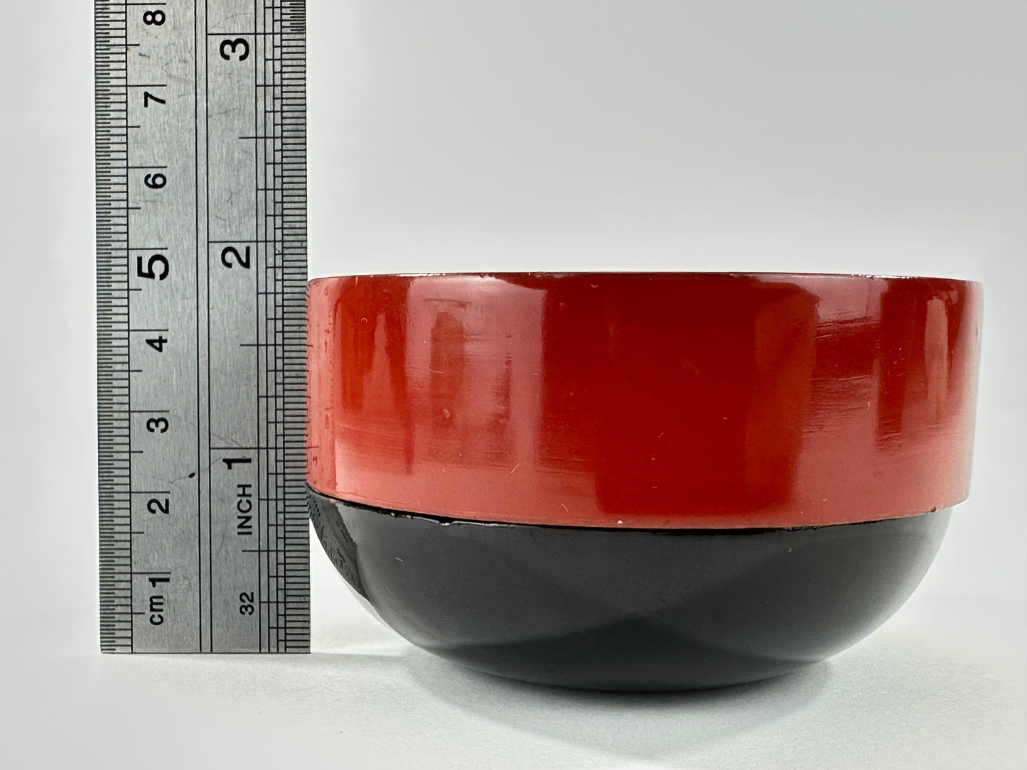 Japanese Lacquer Hira Natsume Flat Tea Caddy Red Black Omotesenke Style 2"H