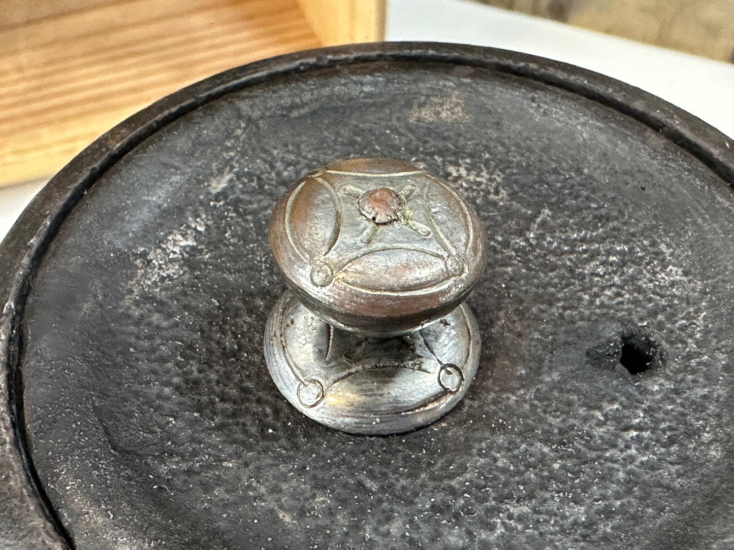 Antique Japanese Choshi Cast Iron Sake Warmer Enamel Inside Ume 9"L