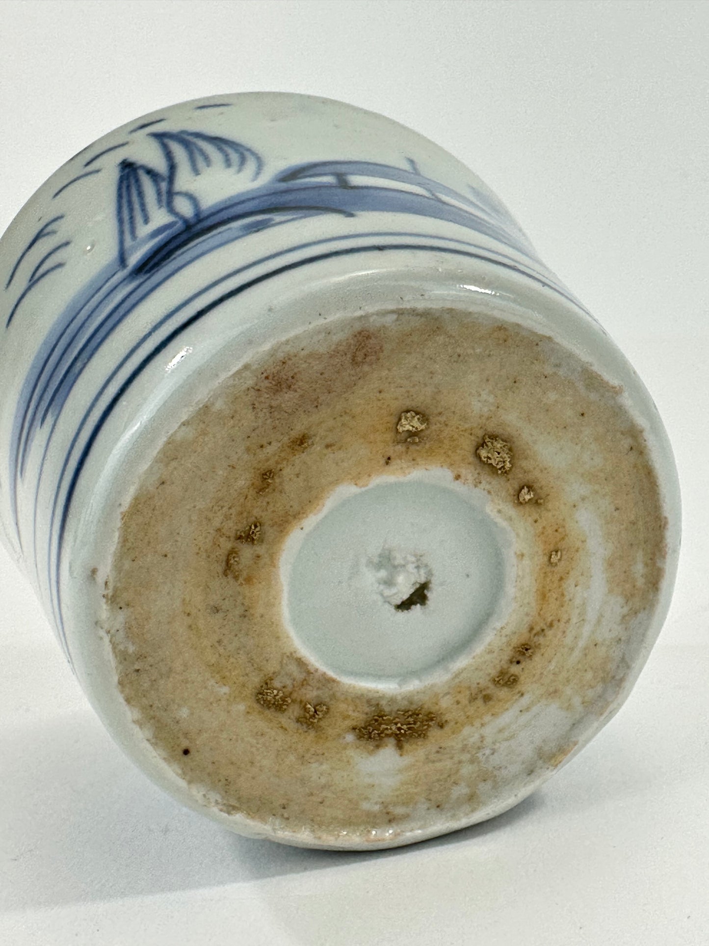 Antique Japanese Edo Period Blue & White Porcelain Sobachoko Sake / Tea Cup 3"