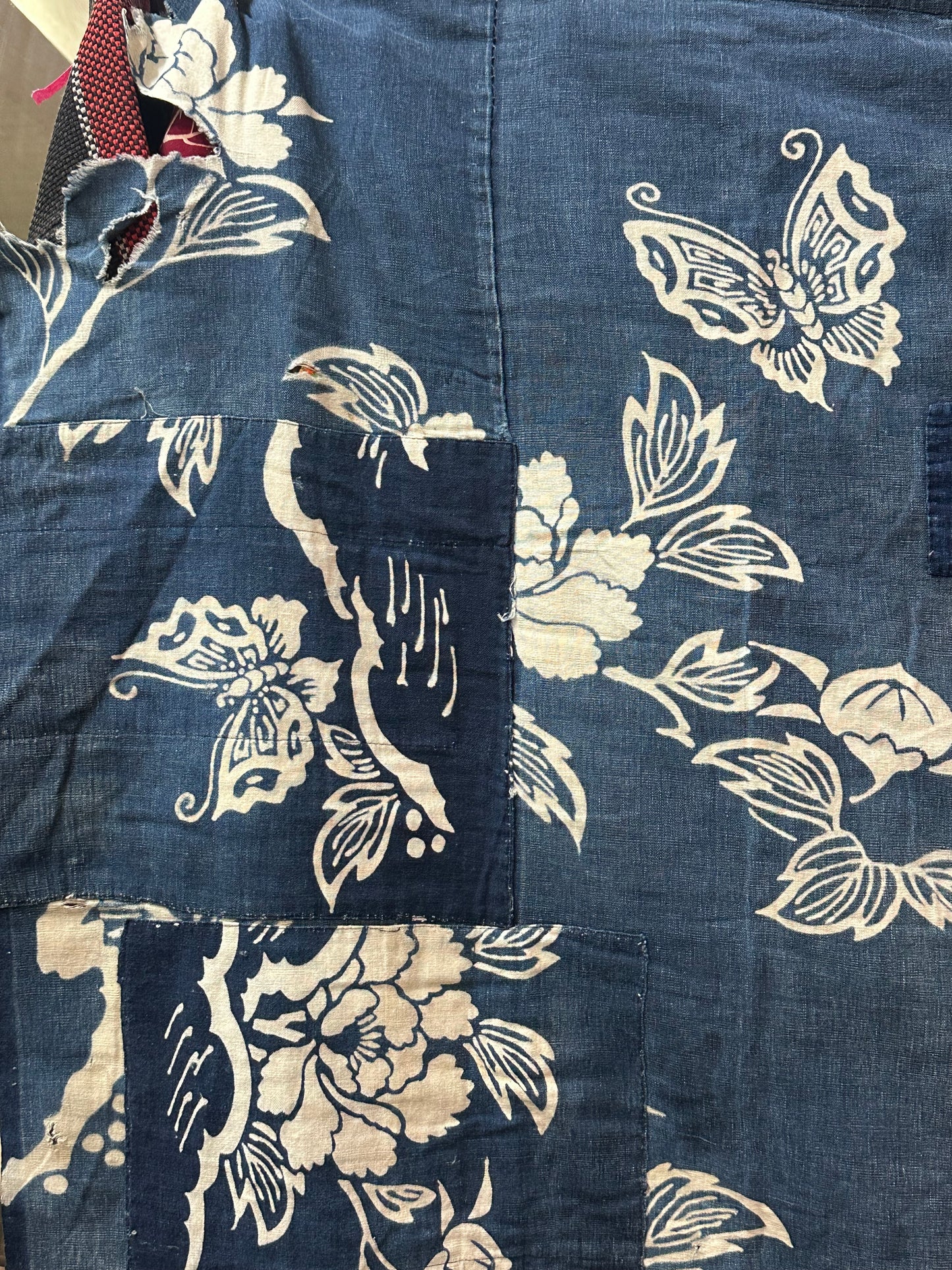 Antique Japanese 19th Century Textile Peonies Boro - Tsutsugaki 77"x68" #61