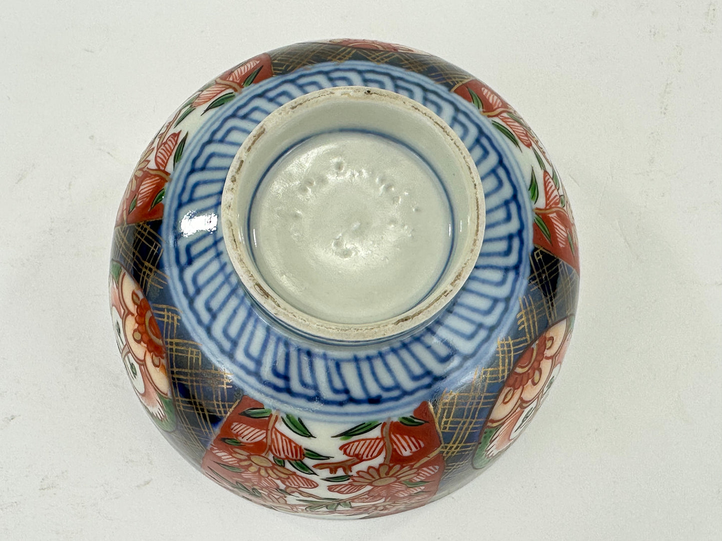 Antique Japanese Imari Style Handpainted Bowl with Gilded Floral Panels 4¾"W