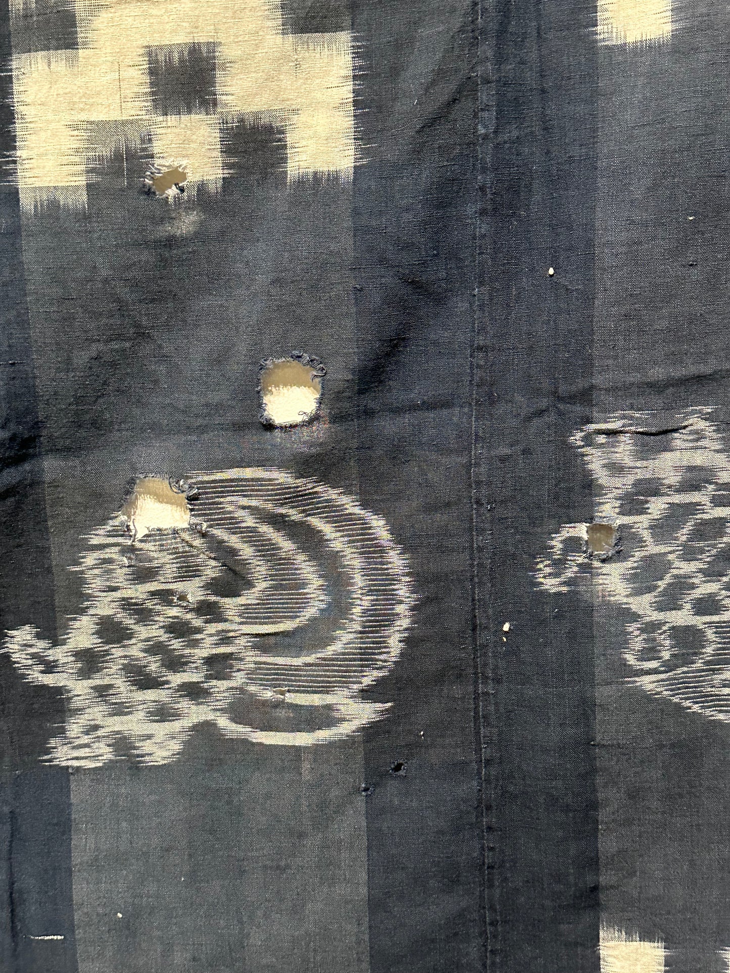 Antique Japanese 19th Century Textile - Kasuri Indigo Ikat 53"x25" Kame #48